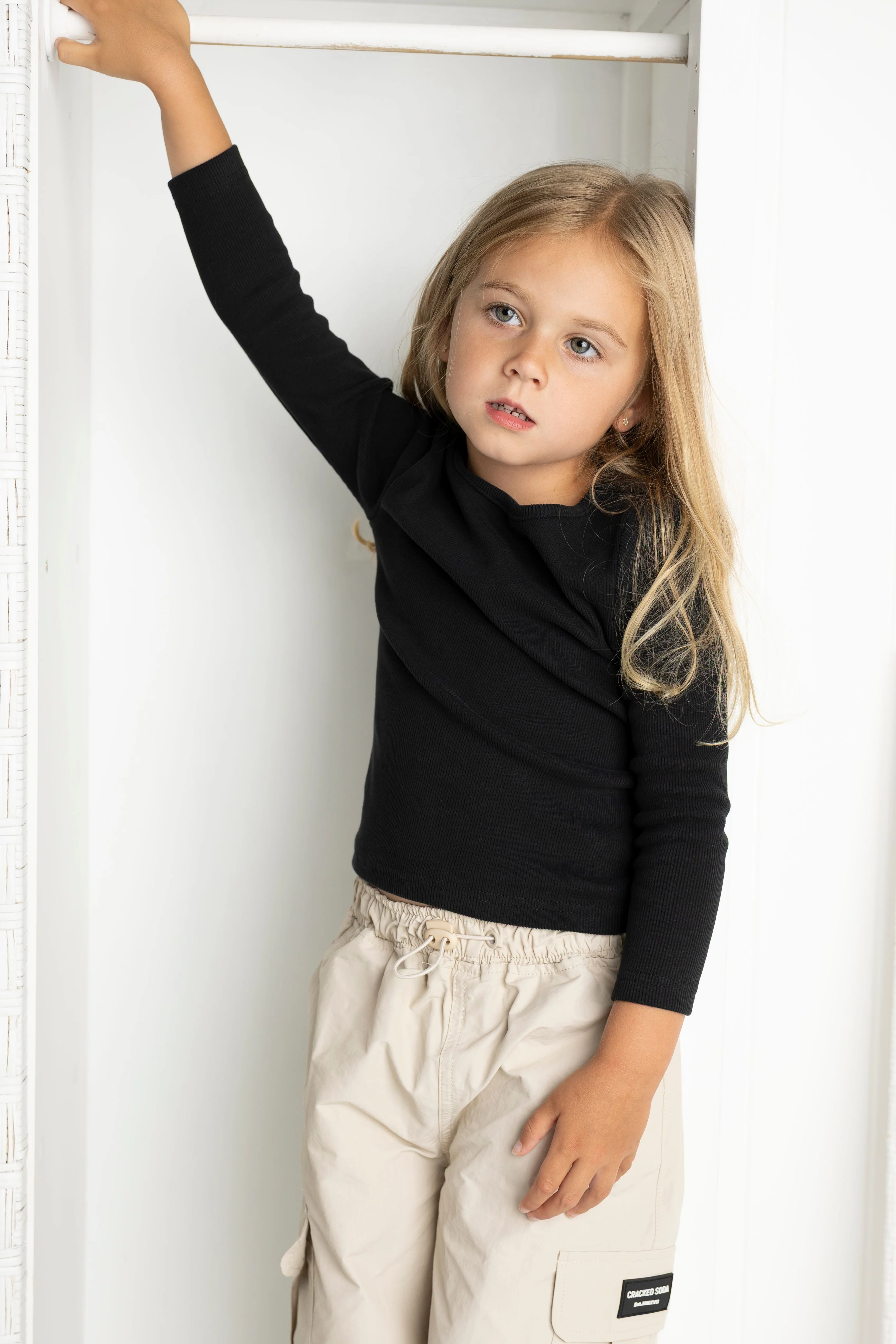 Scarlett Ribbed Fleece Top - Black