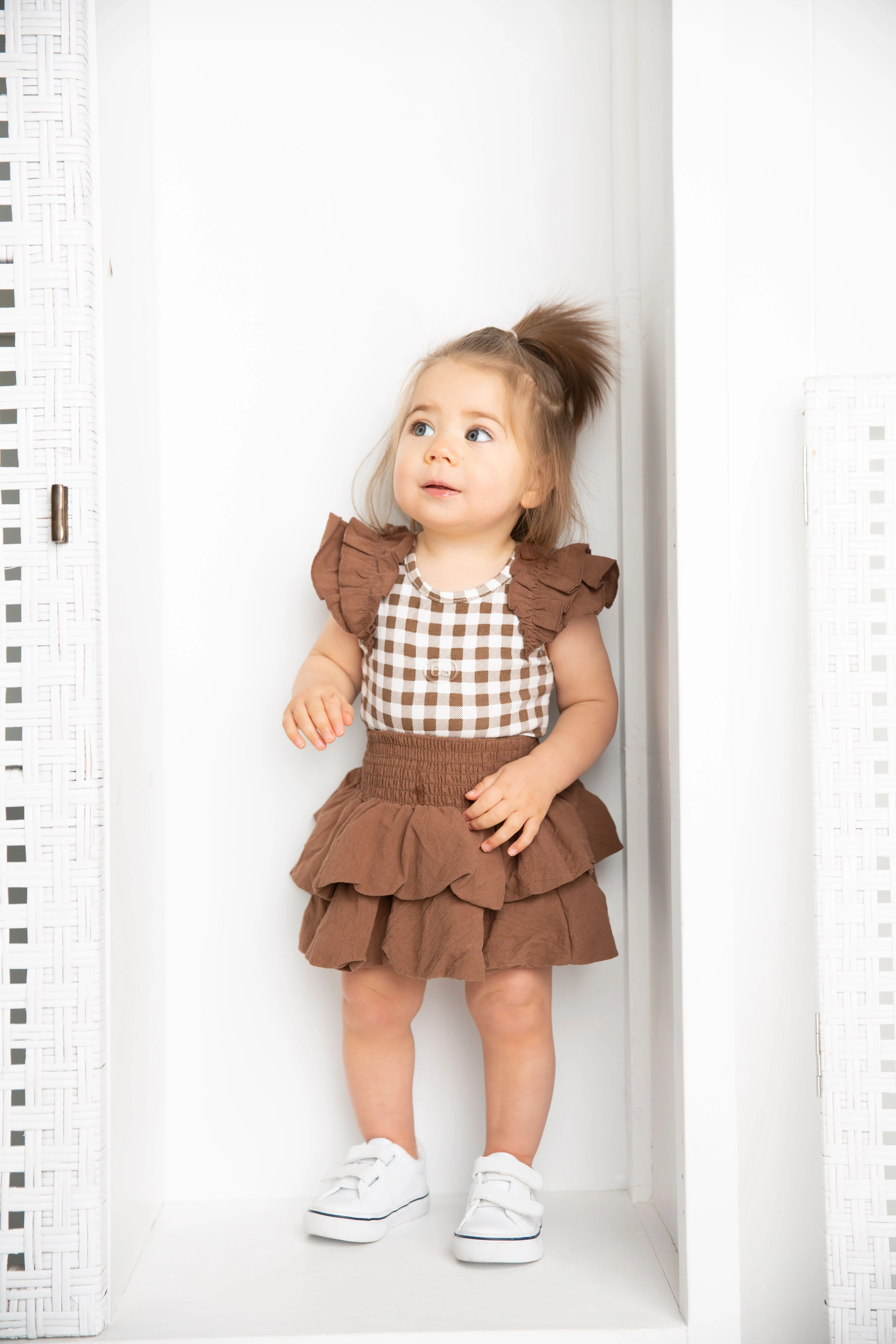 Skylar Check Bodysuit - Mocha
