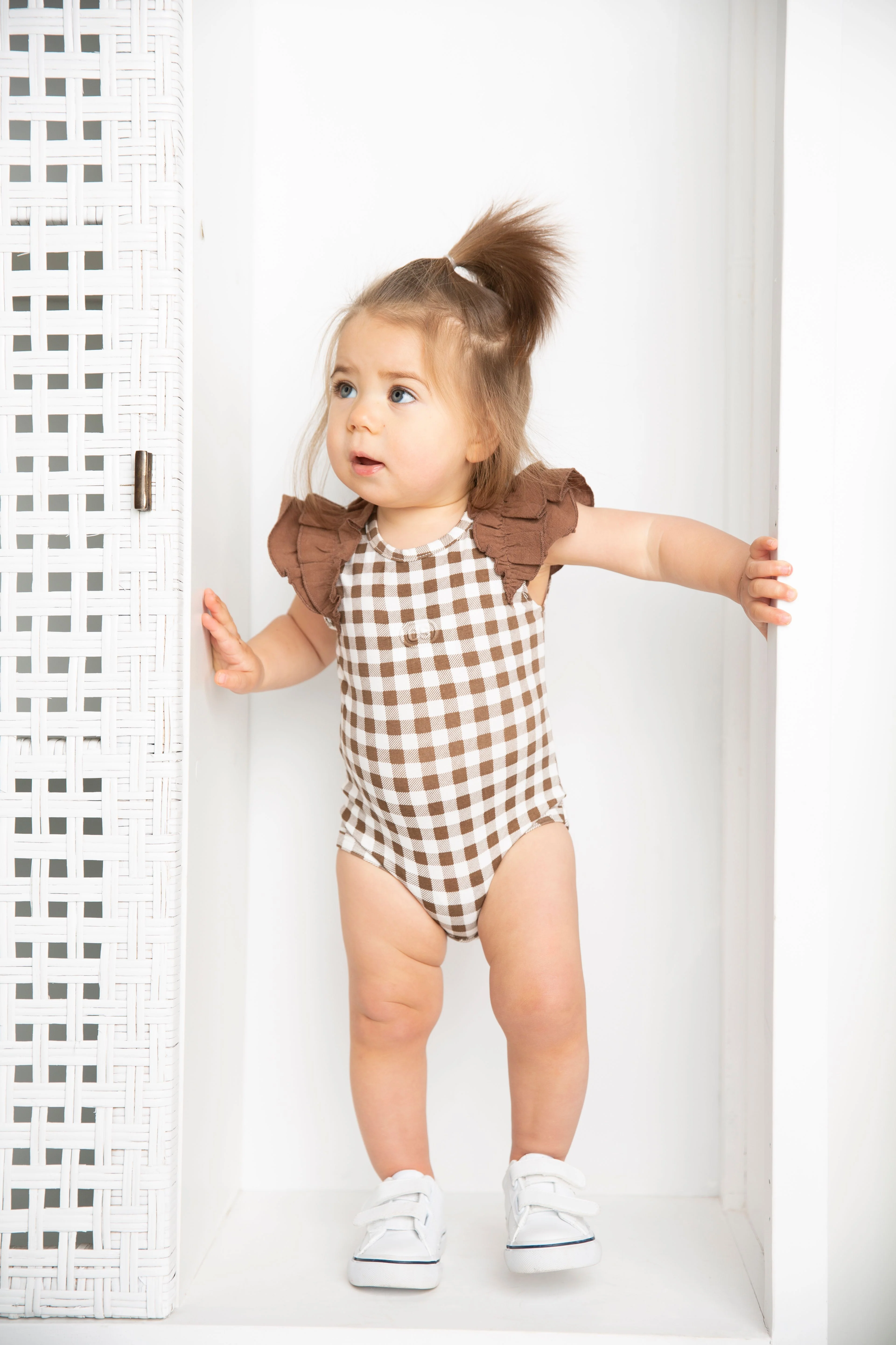 Skylar Check Bodysuit - Mocha - Image 3