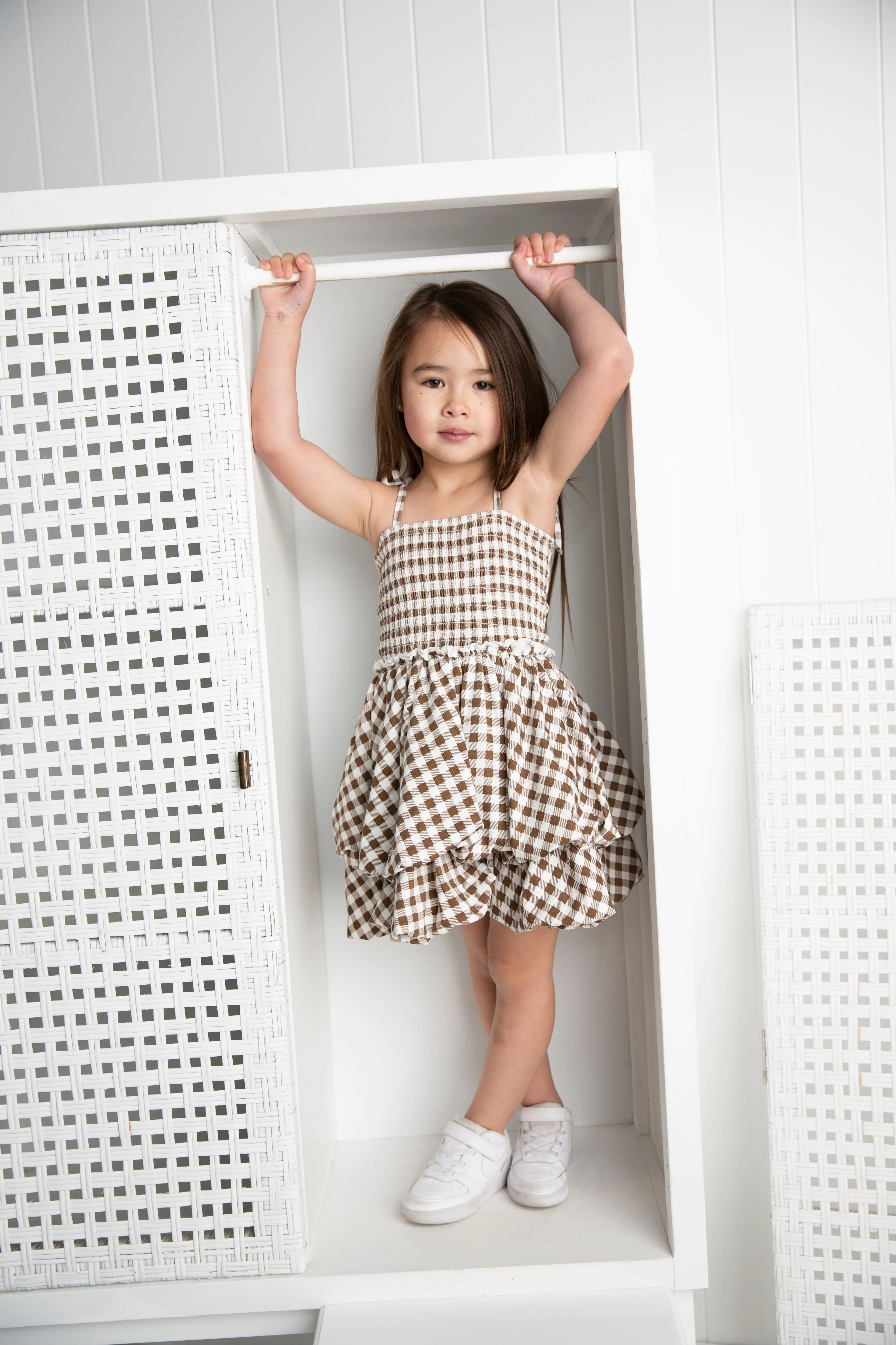 Skylar Check Bubble Dress - Mocha - Image 6