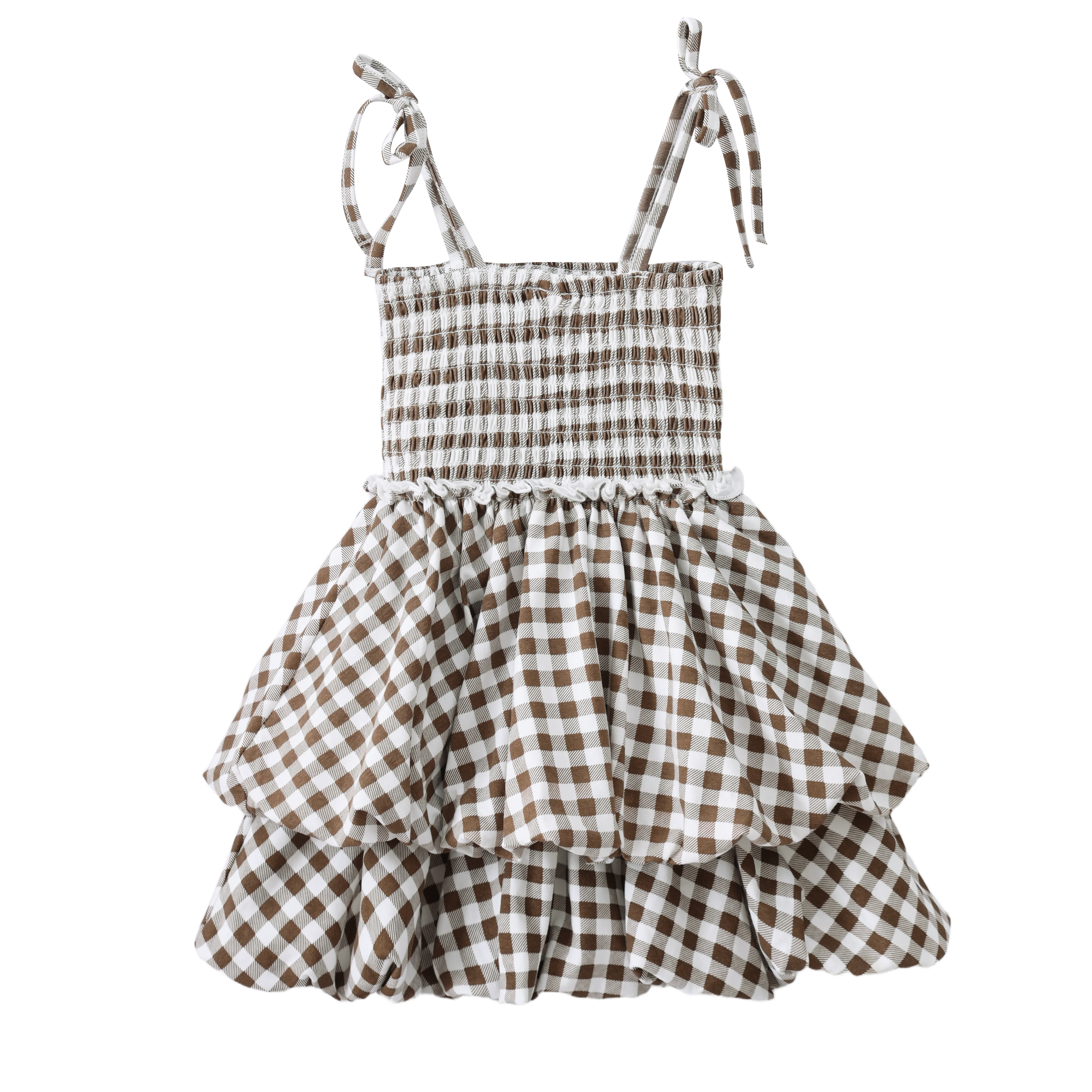 Skylar Check Bubble Dress - Mocha - Image 8