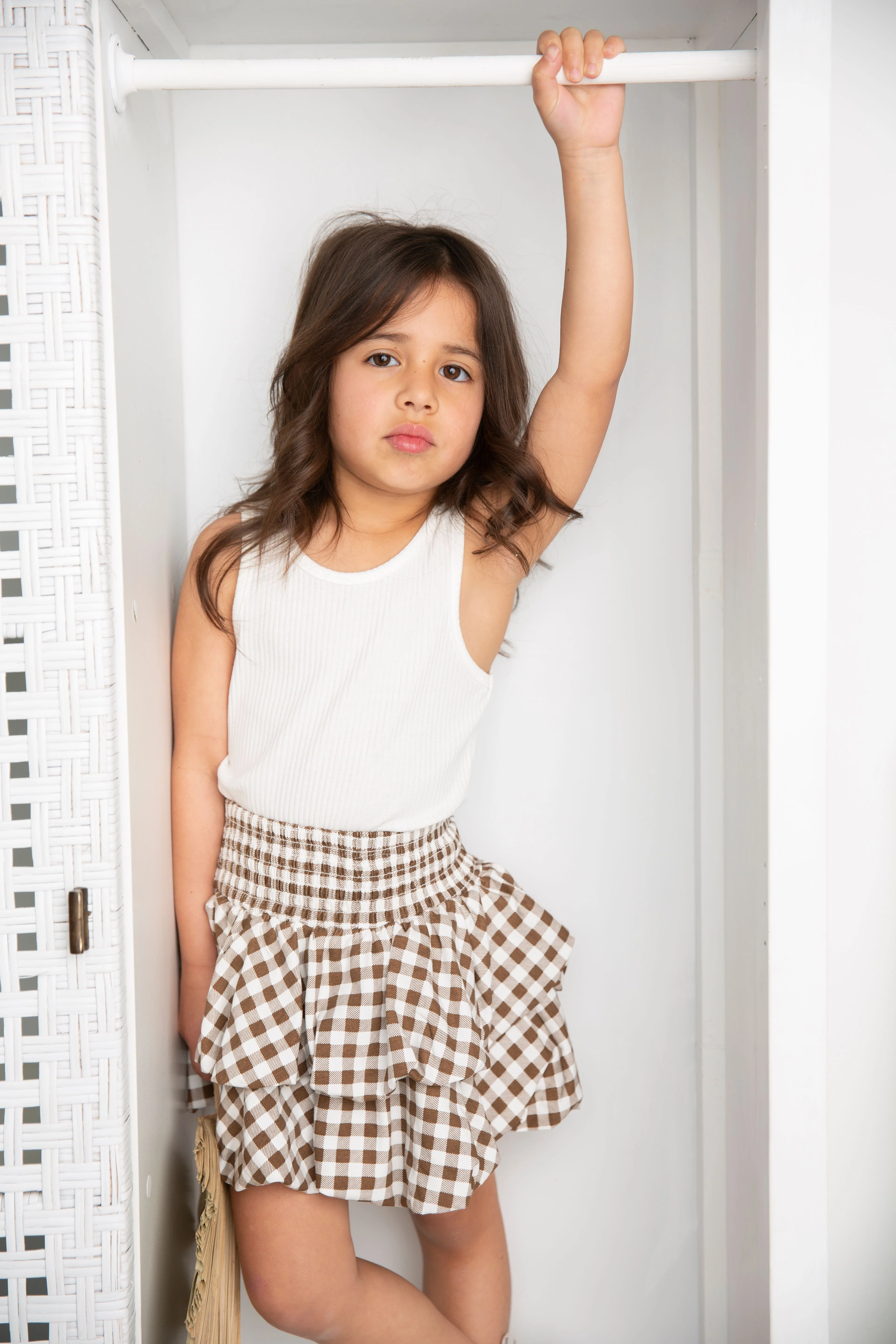 Skylar Check Skirt - Mocha - Image 2