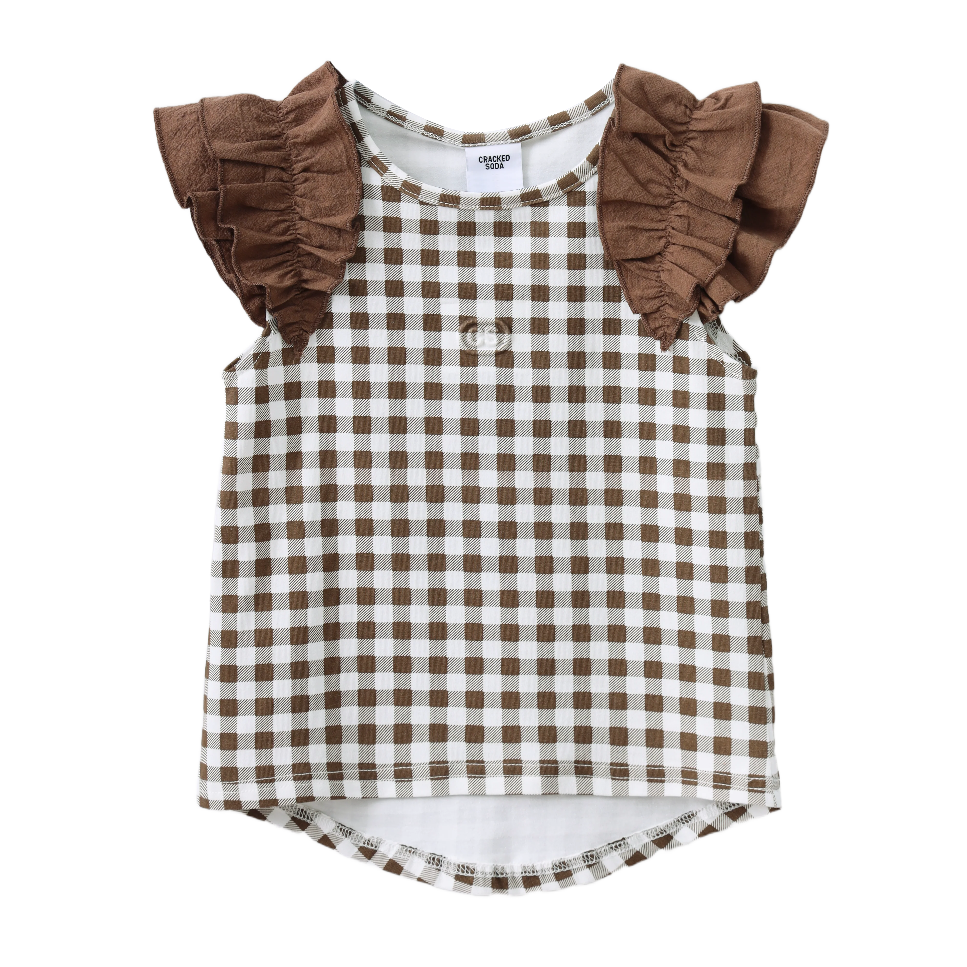 Skylar Check Top - Mocha