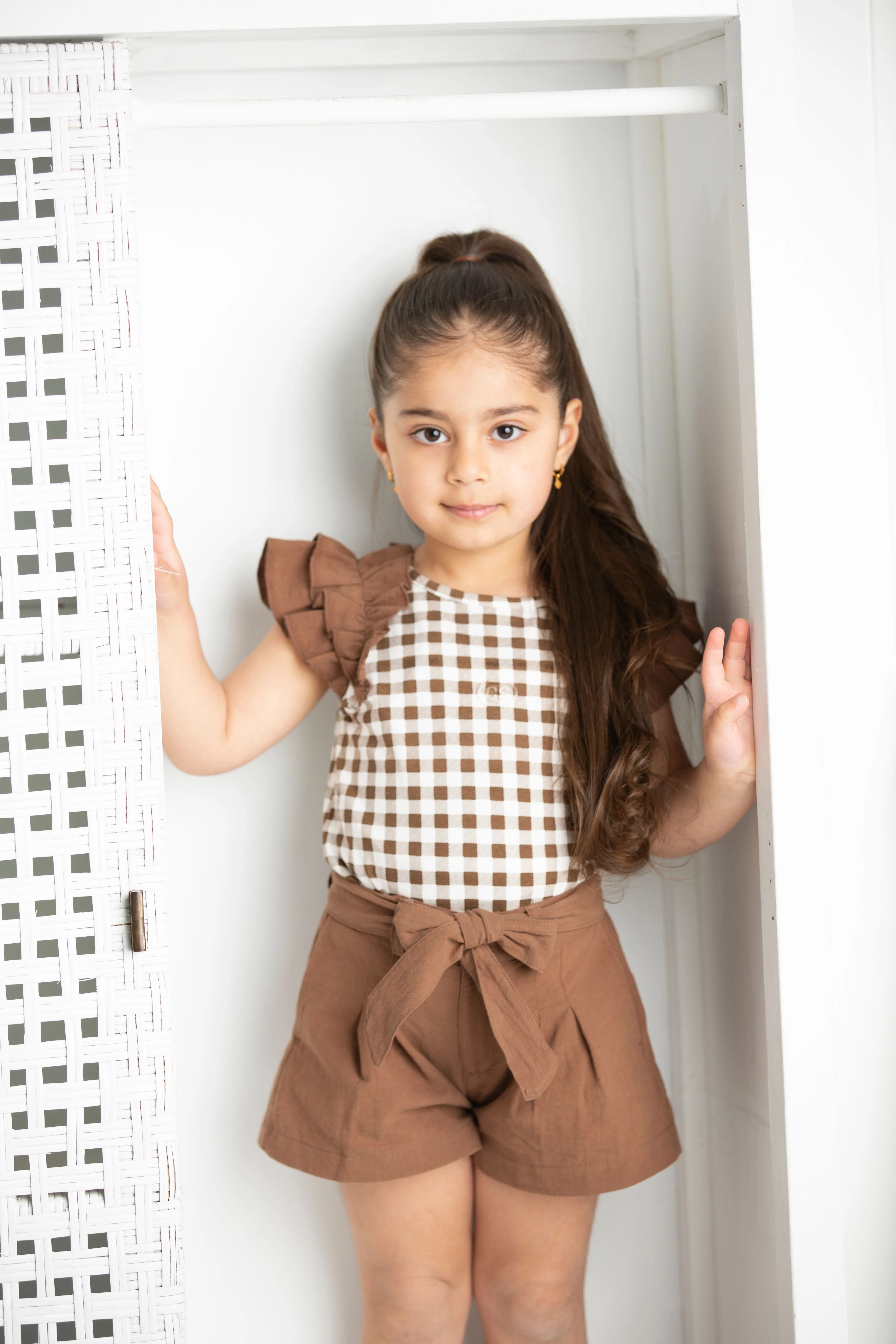 Skylar Check Top - Mocha - Image 2