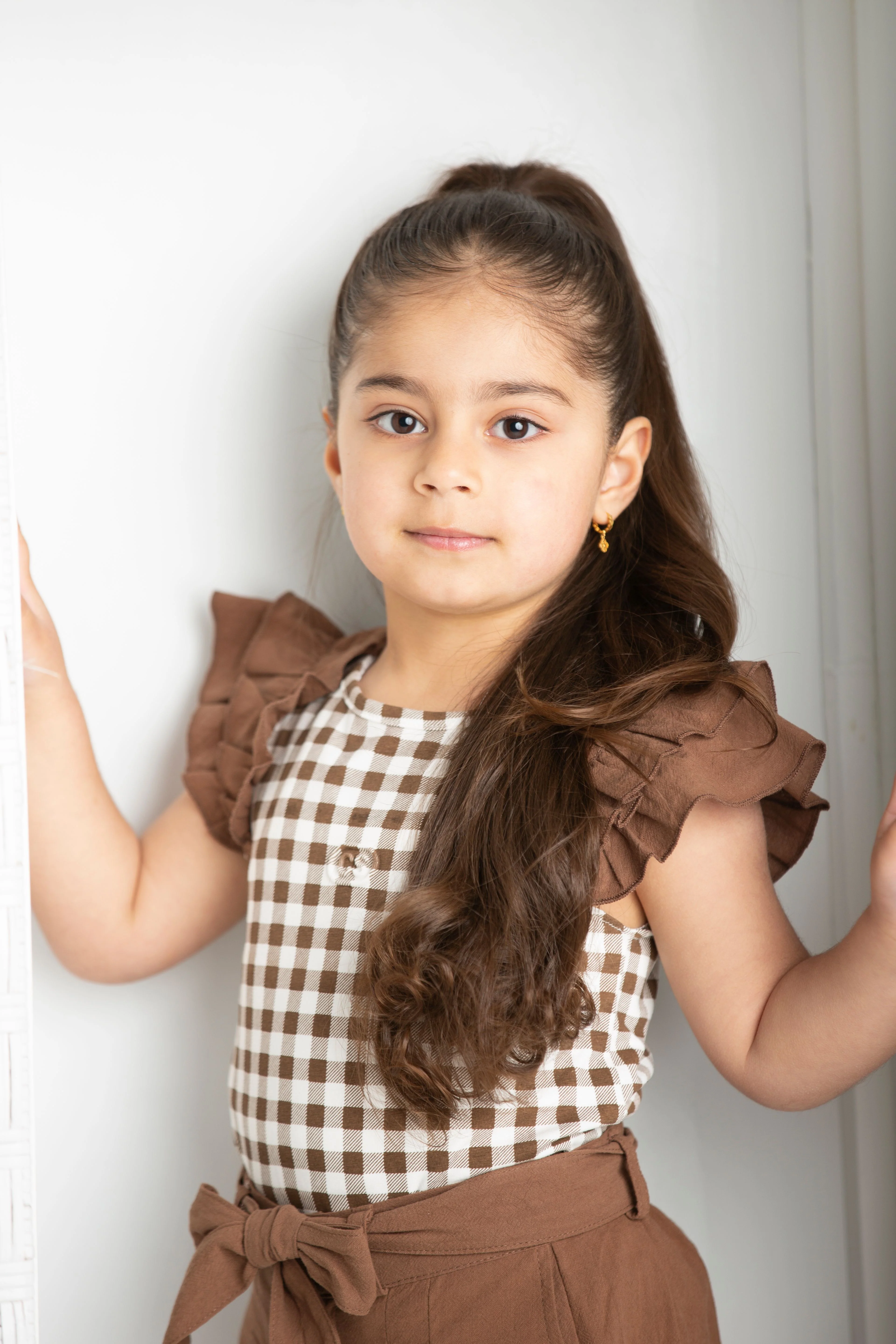 Skylar Check Top - Mocha - Image 3