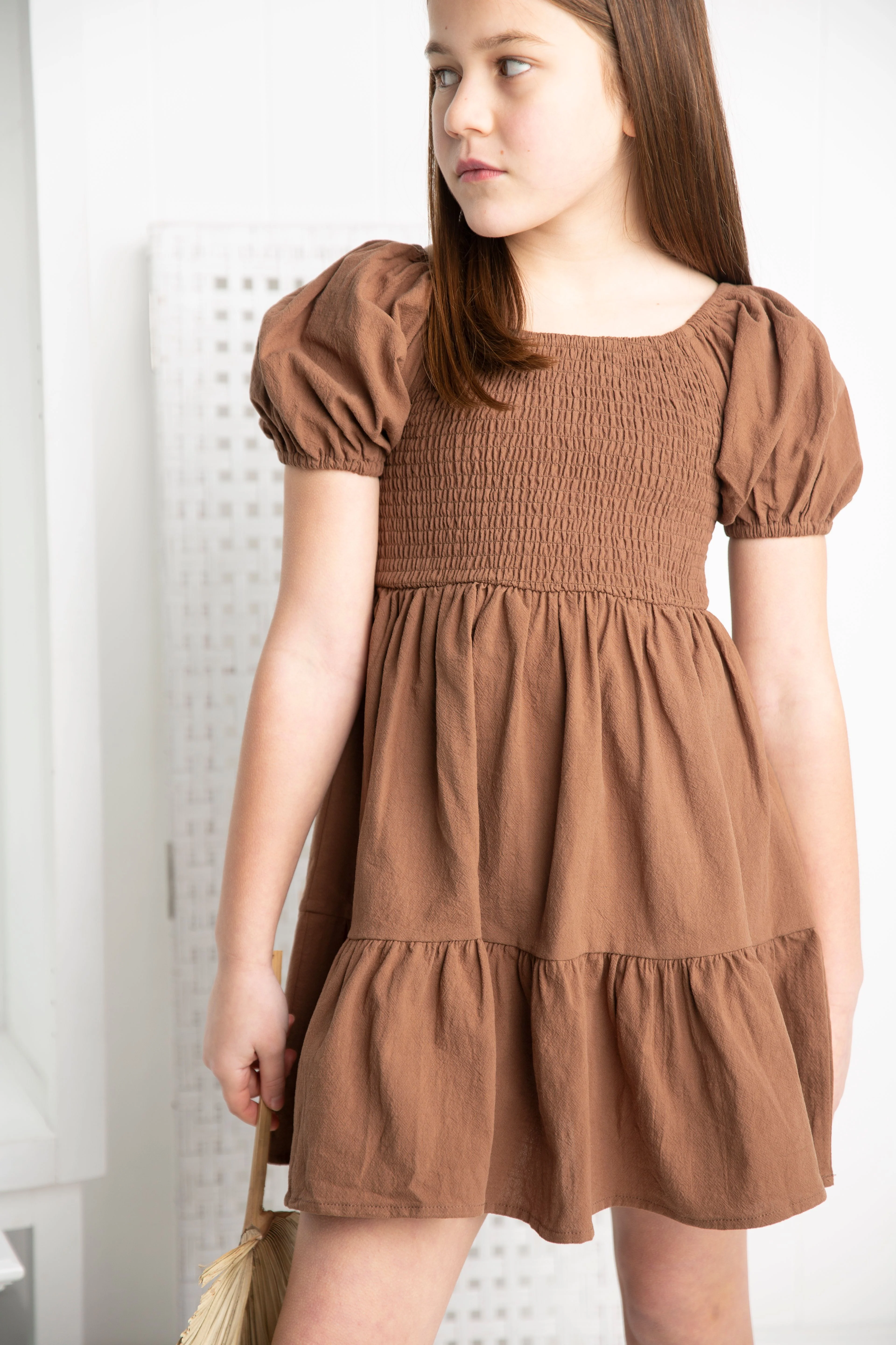 Skylar Puff Sleeve Dress - Mocha - Image 4