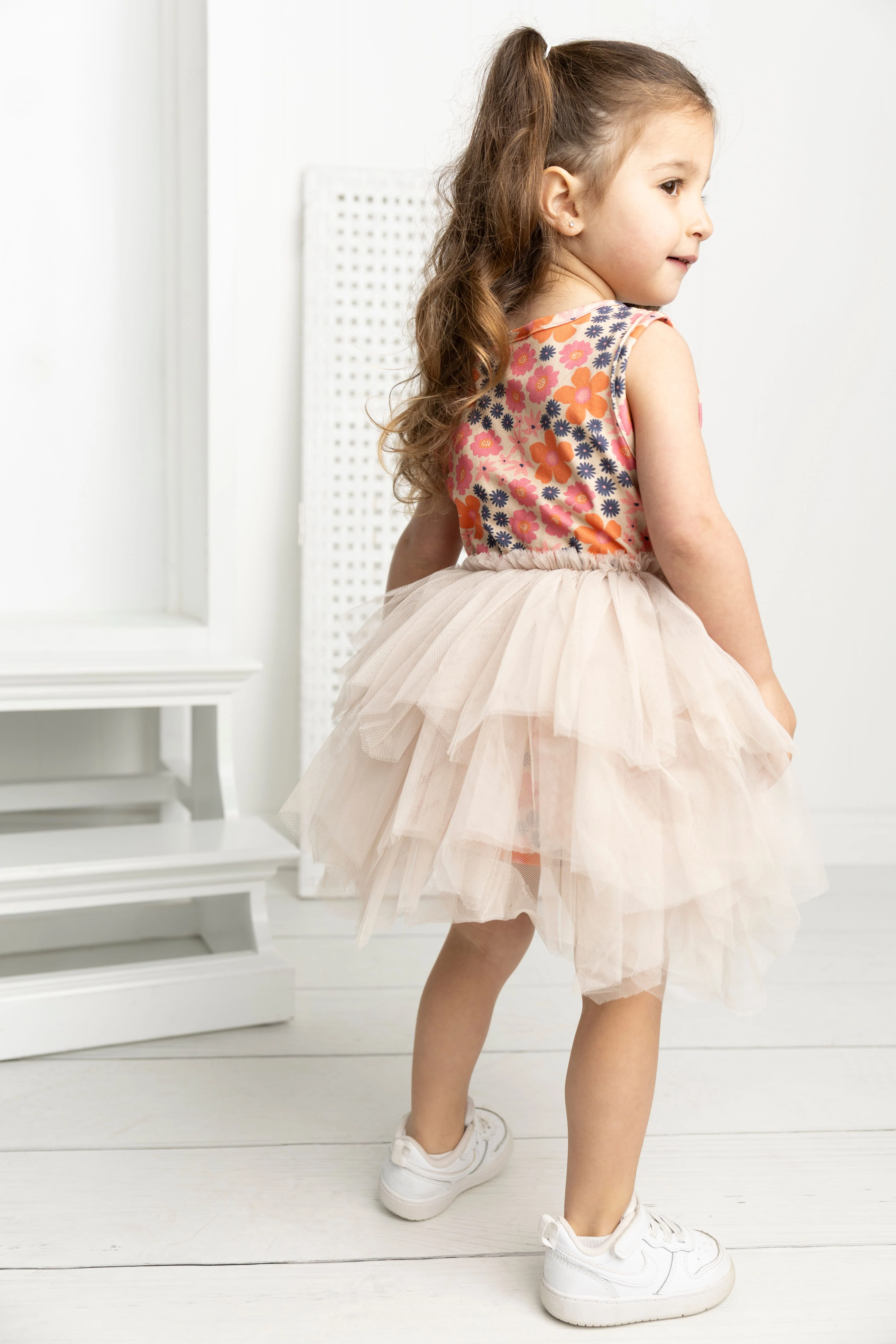 Summer Flower Shredded Tutu - Beige - Image 3