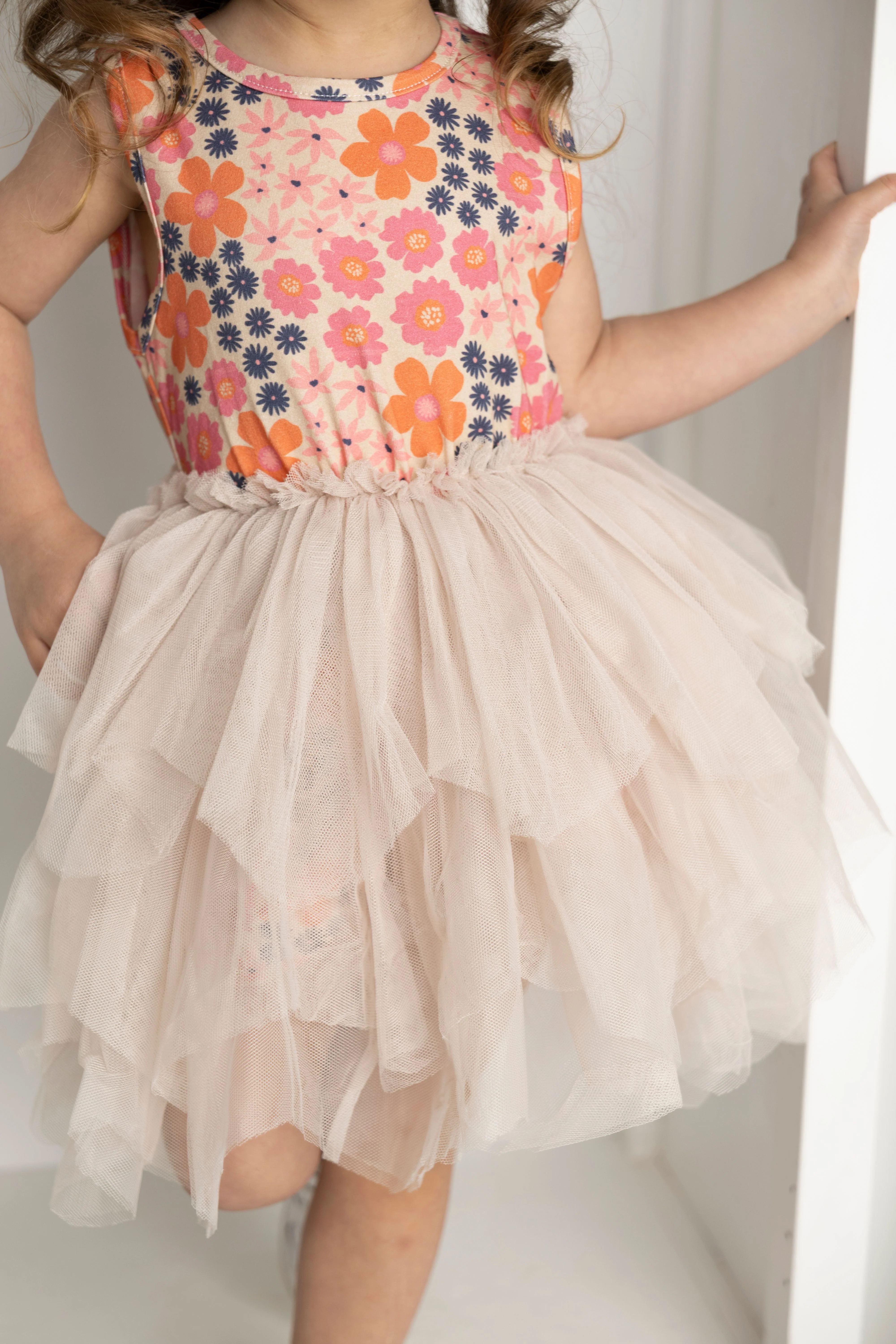 Summer Flower Shredded Tutu - Beige - Image 4