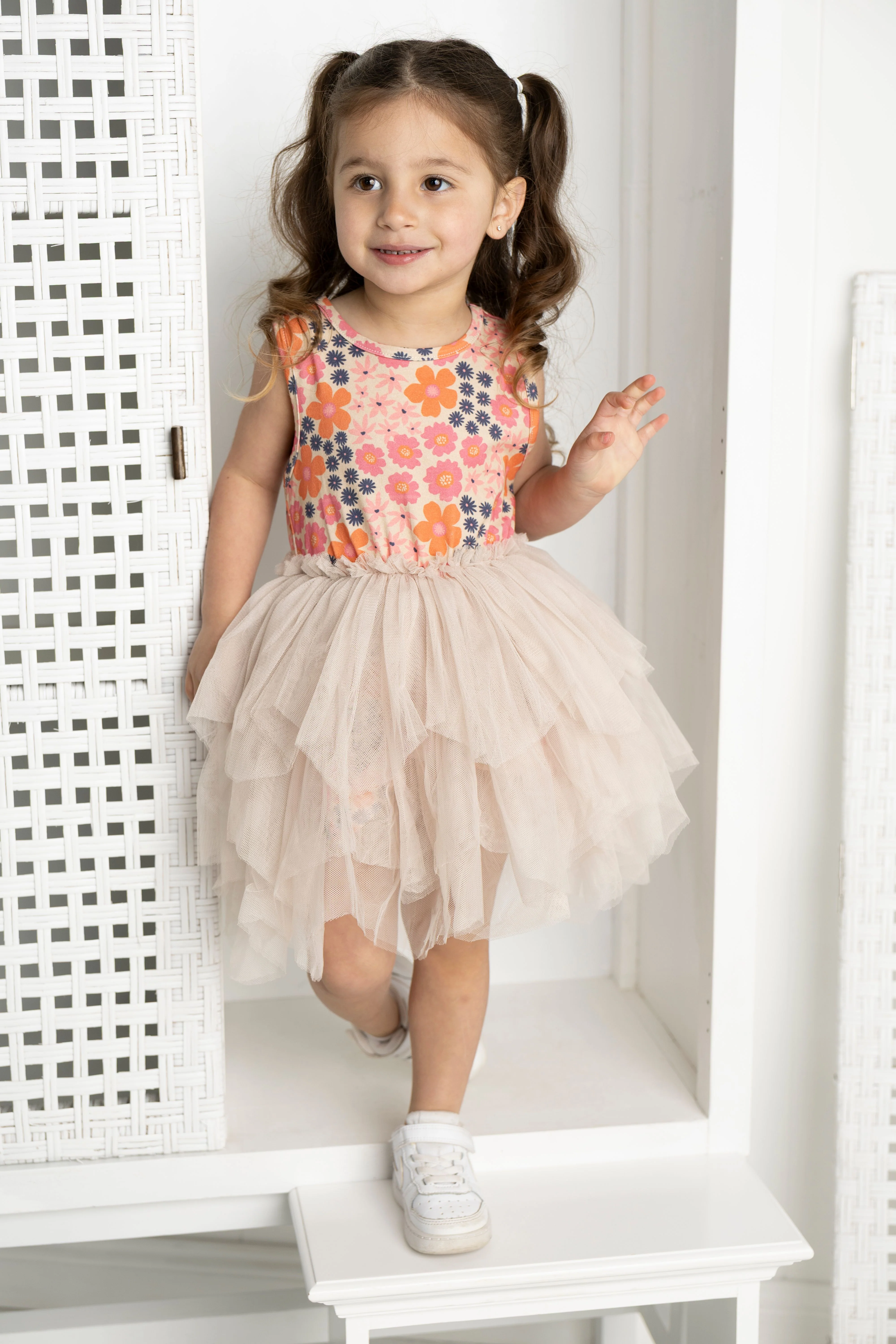 Summer Flower Shredded Tutu - Beige - Image 6