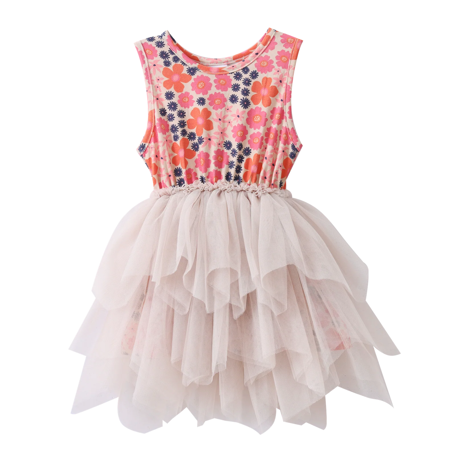 Summer Flower Shredded Tutu - Beige - Image 7