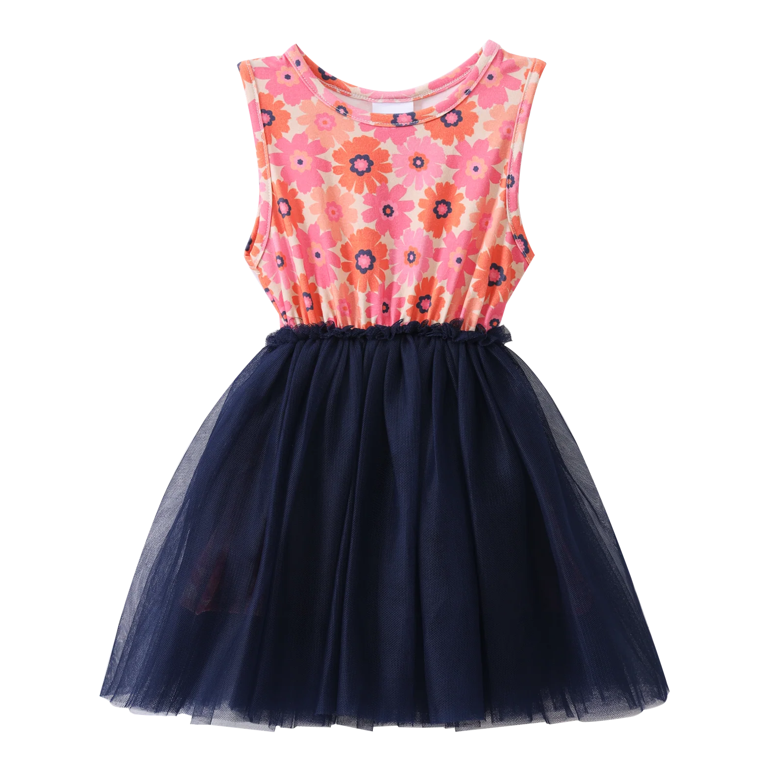 Summer Flower Straight Tutu - Navy