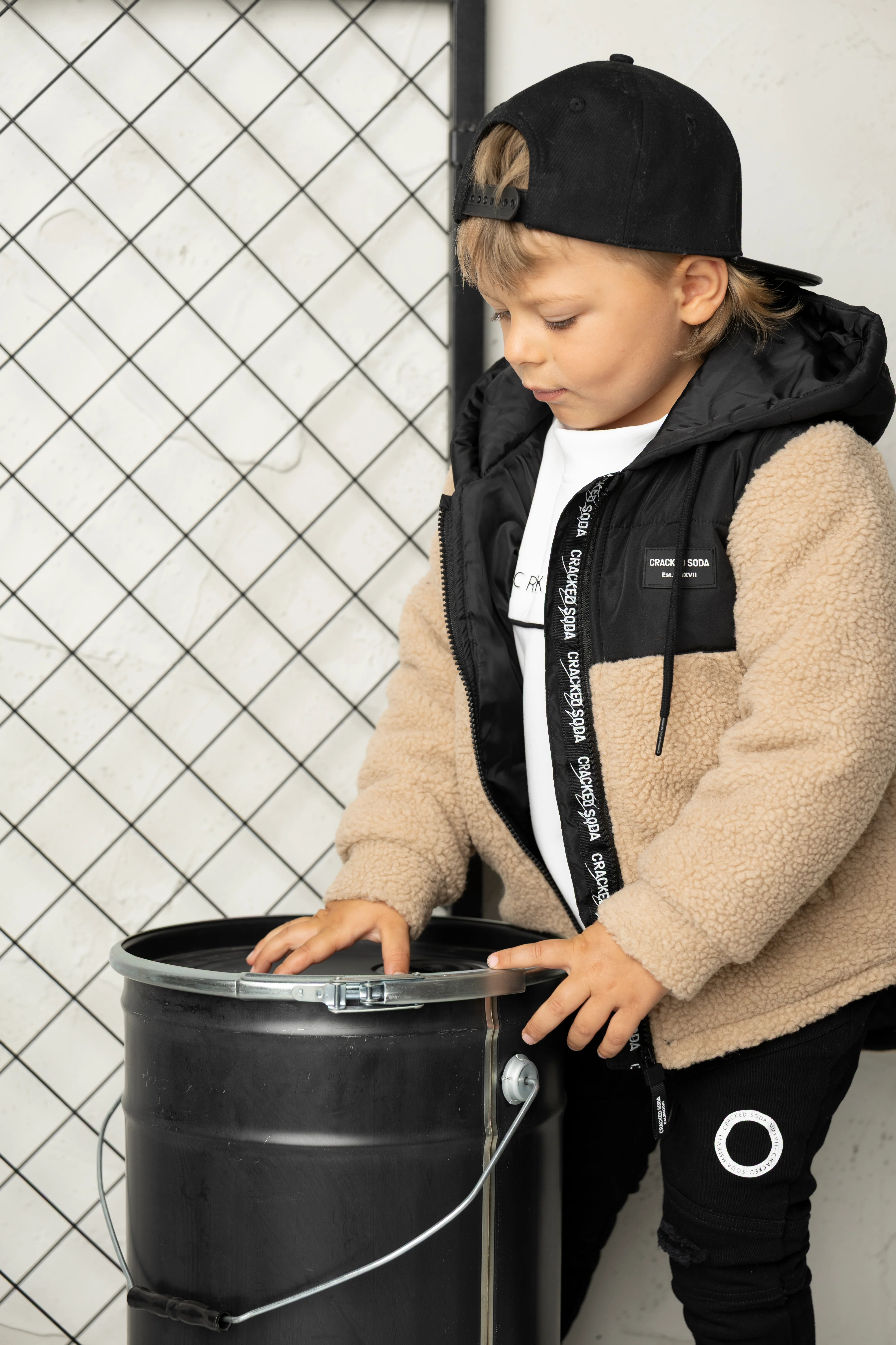 Theodore Textured Puff Jacket - Black/Truffle - Image 2