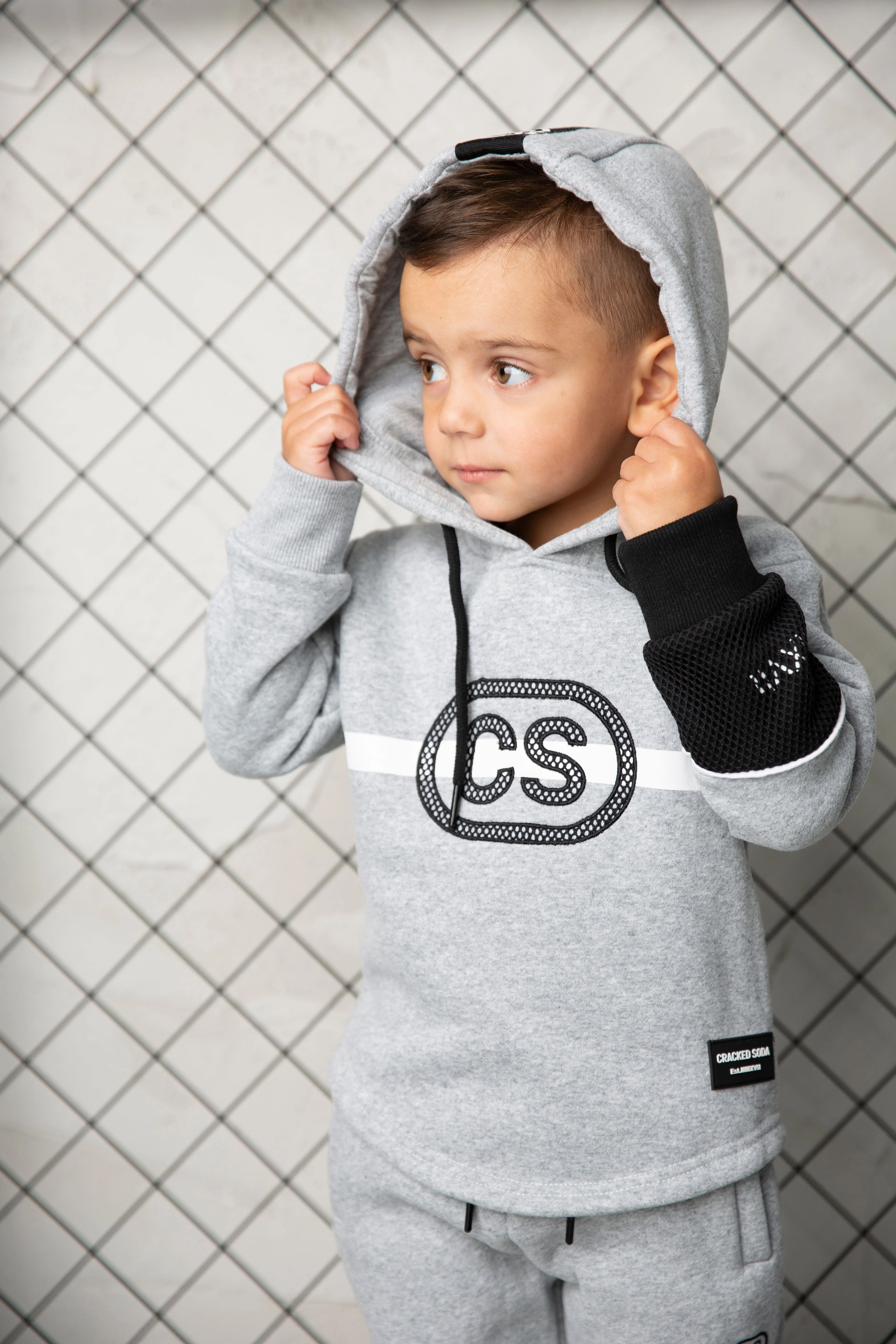 Tommy Detailed Strip Hoodie - Grey