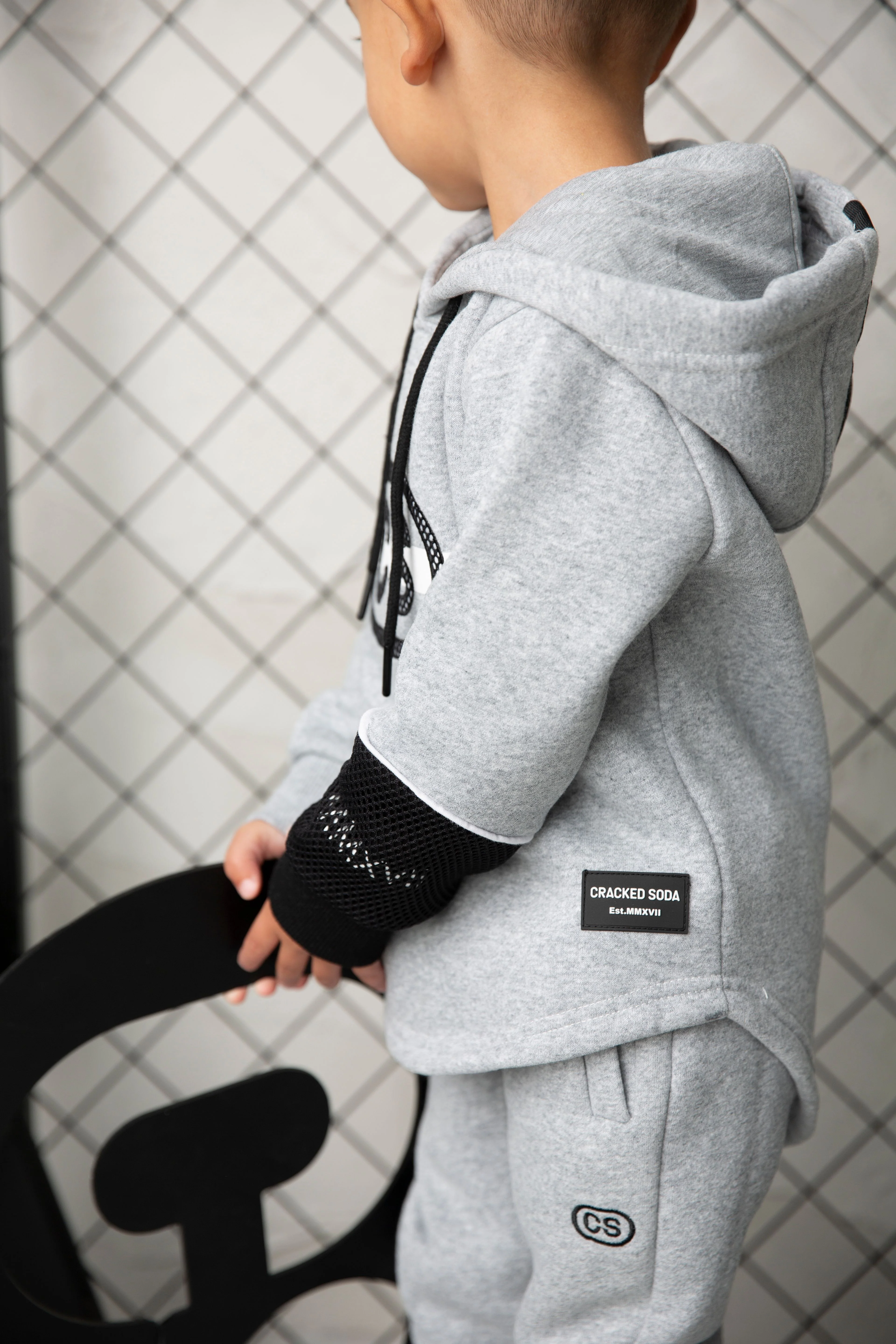 Tommy Detailed Strip Hoodie - Grey - Image 3