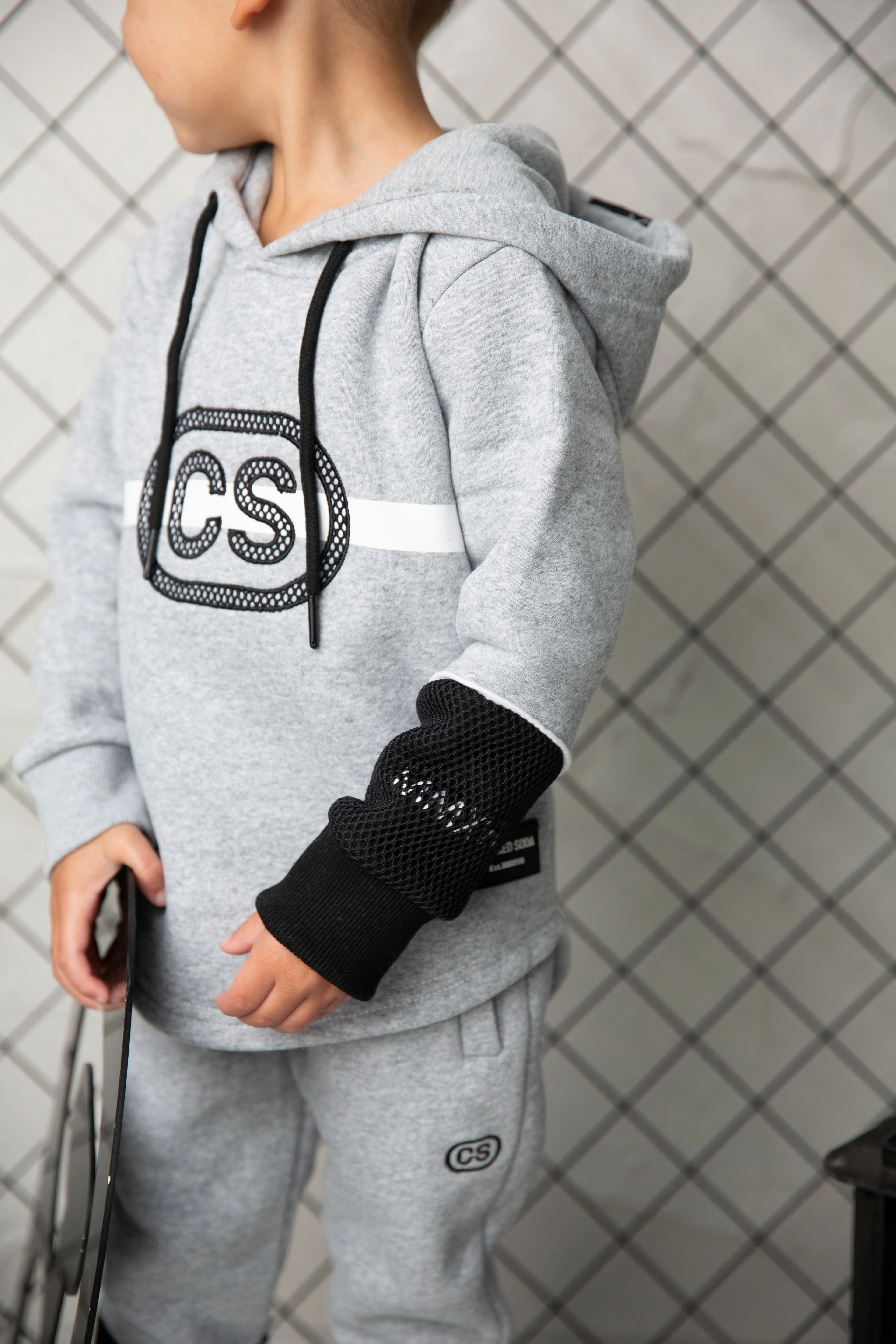 Tommy Detailed Strip Hoodie - Grey - Image 5