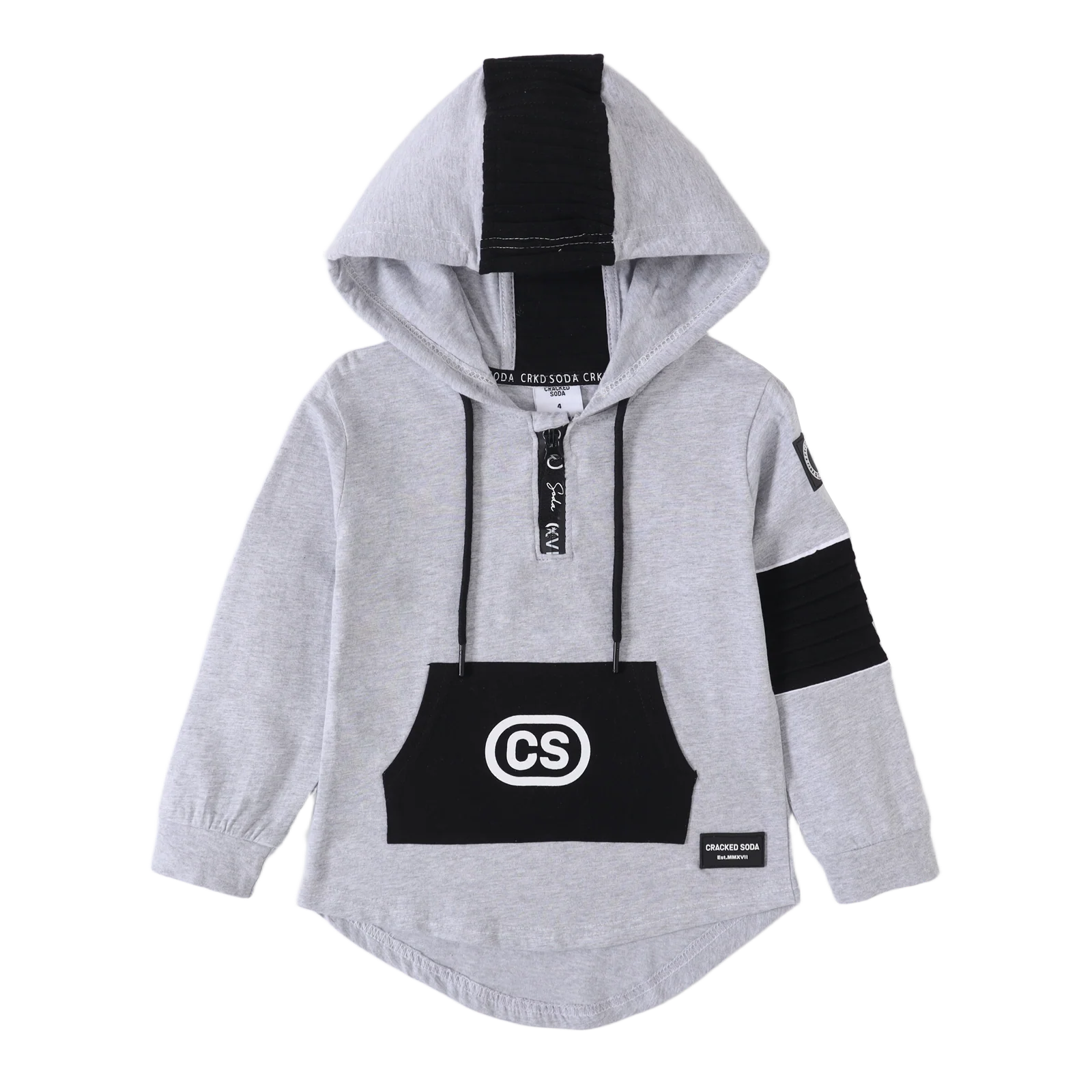 Tommy Detailed Zip Hooded Tee - Grey - Image 4