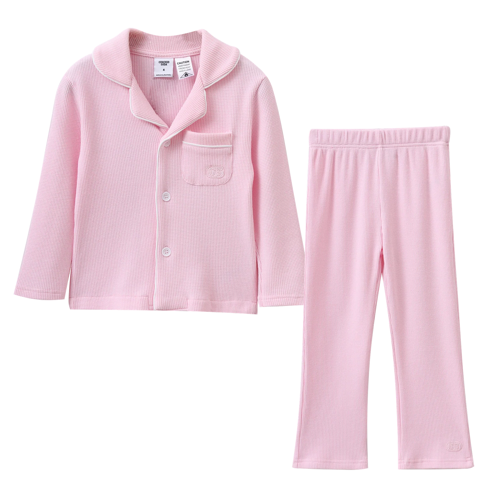 Waffle Button Up Pyjamas - Pink - Image 7