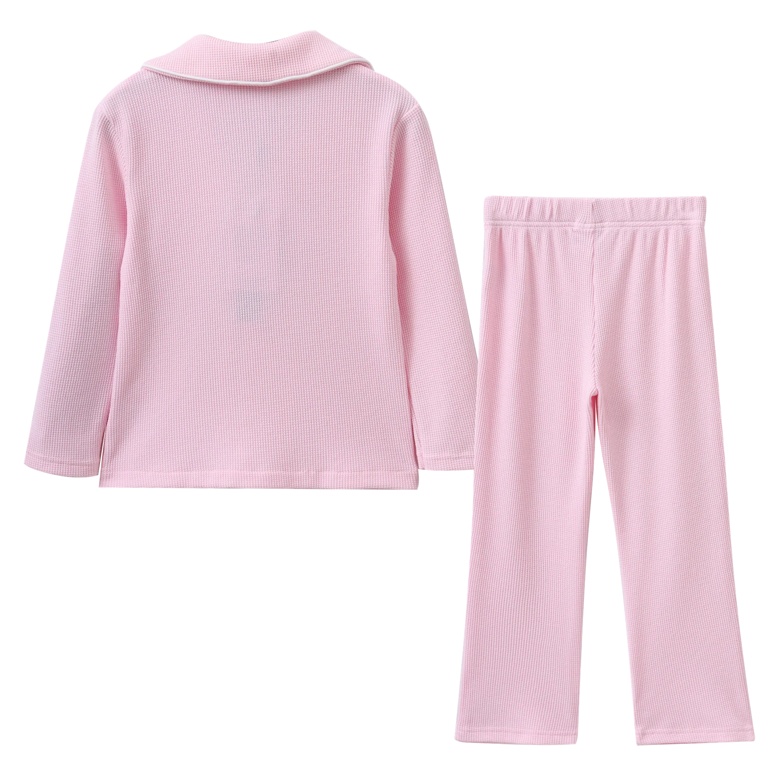 Waffle Button Up Pyjamas - Pink - Image 8