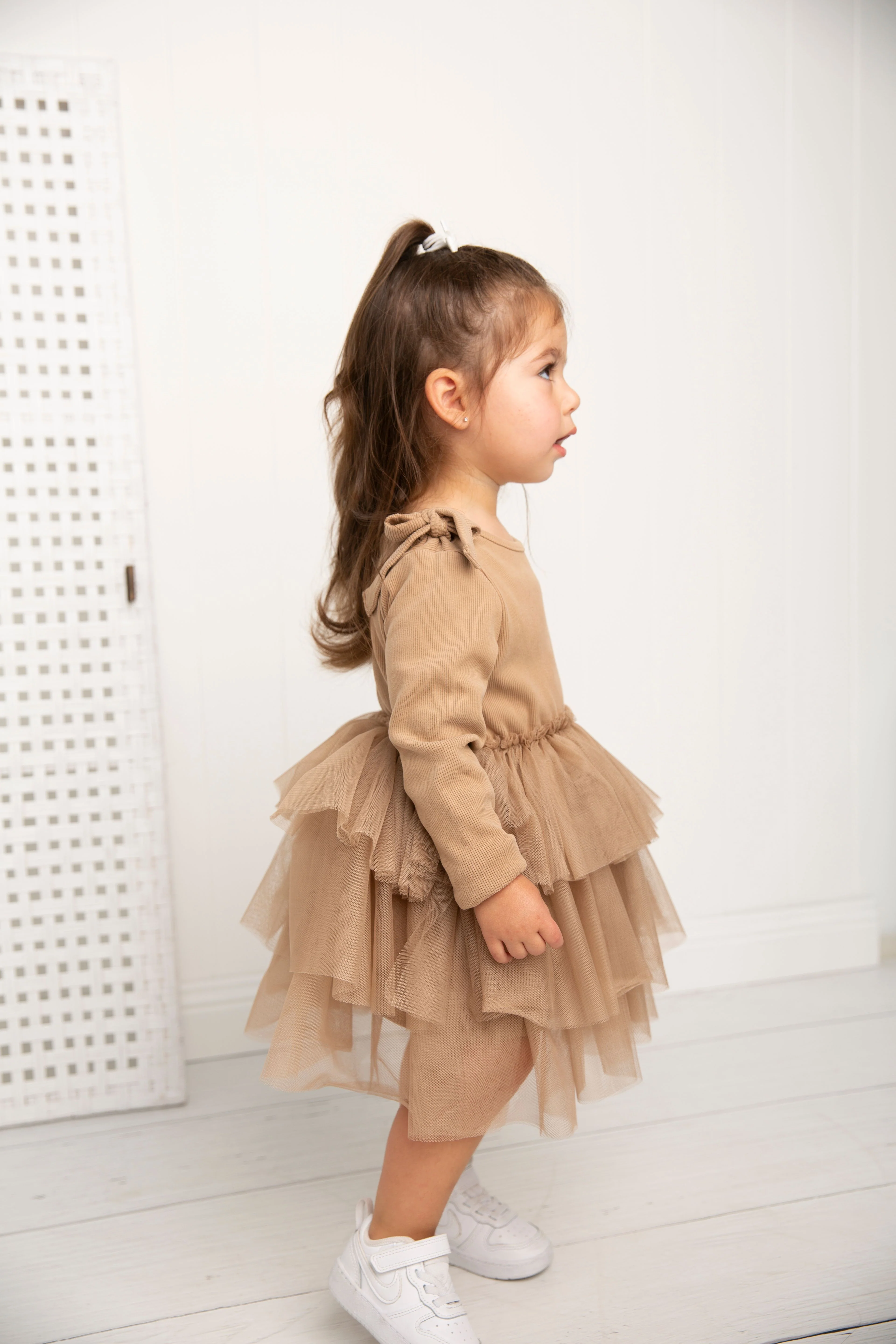 Winter Ribbed Bow Fleece Tutu - Biscuit - Image 4