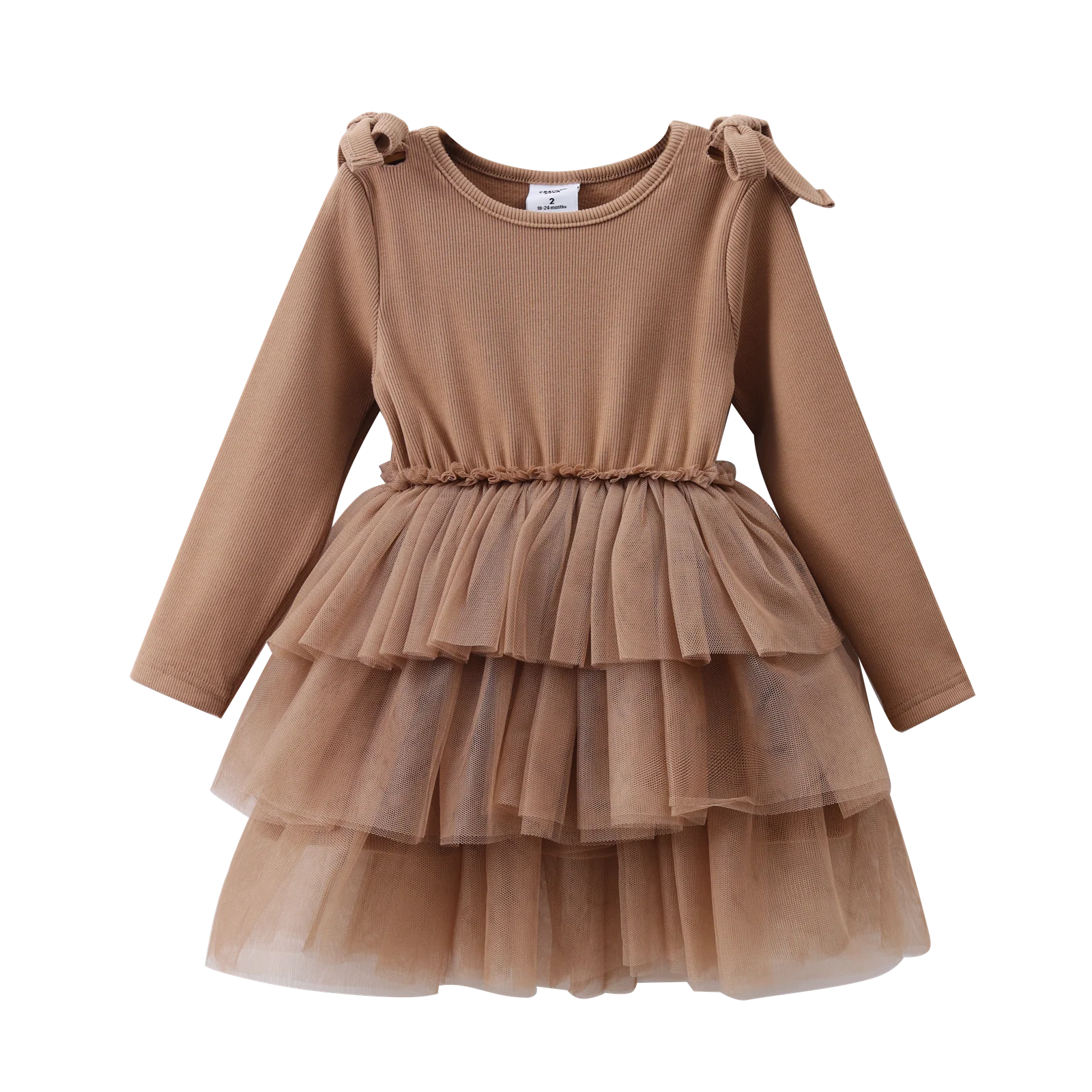 Winter Ribbed Bow Fleece Tutu - Biscuit - Image 5