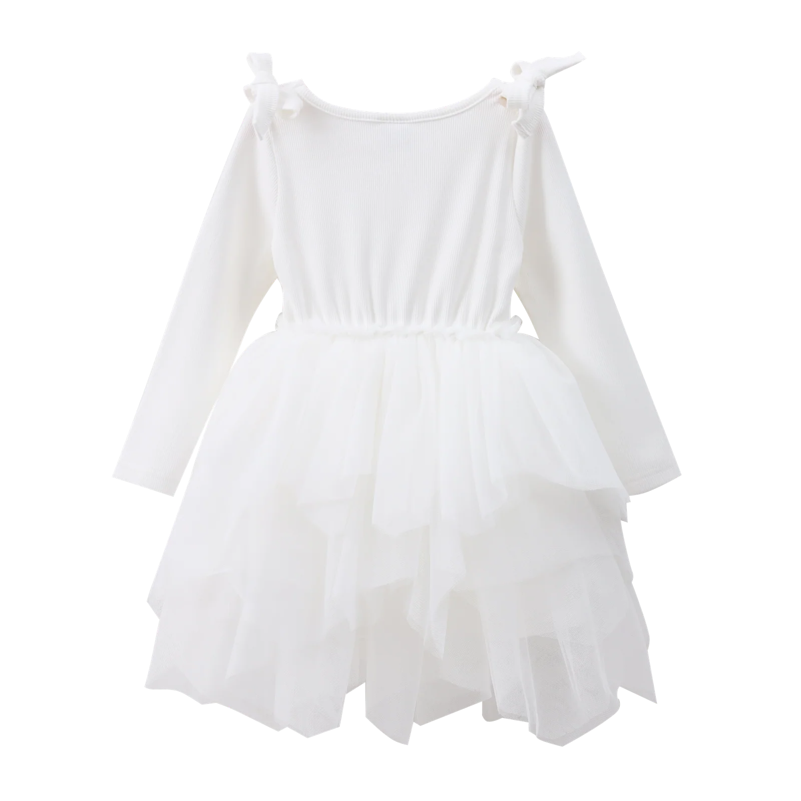 Winter Ribbed bow Fleece Tutu - Cream White - Image 6