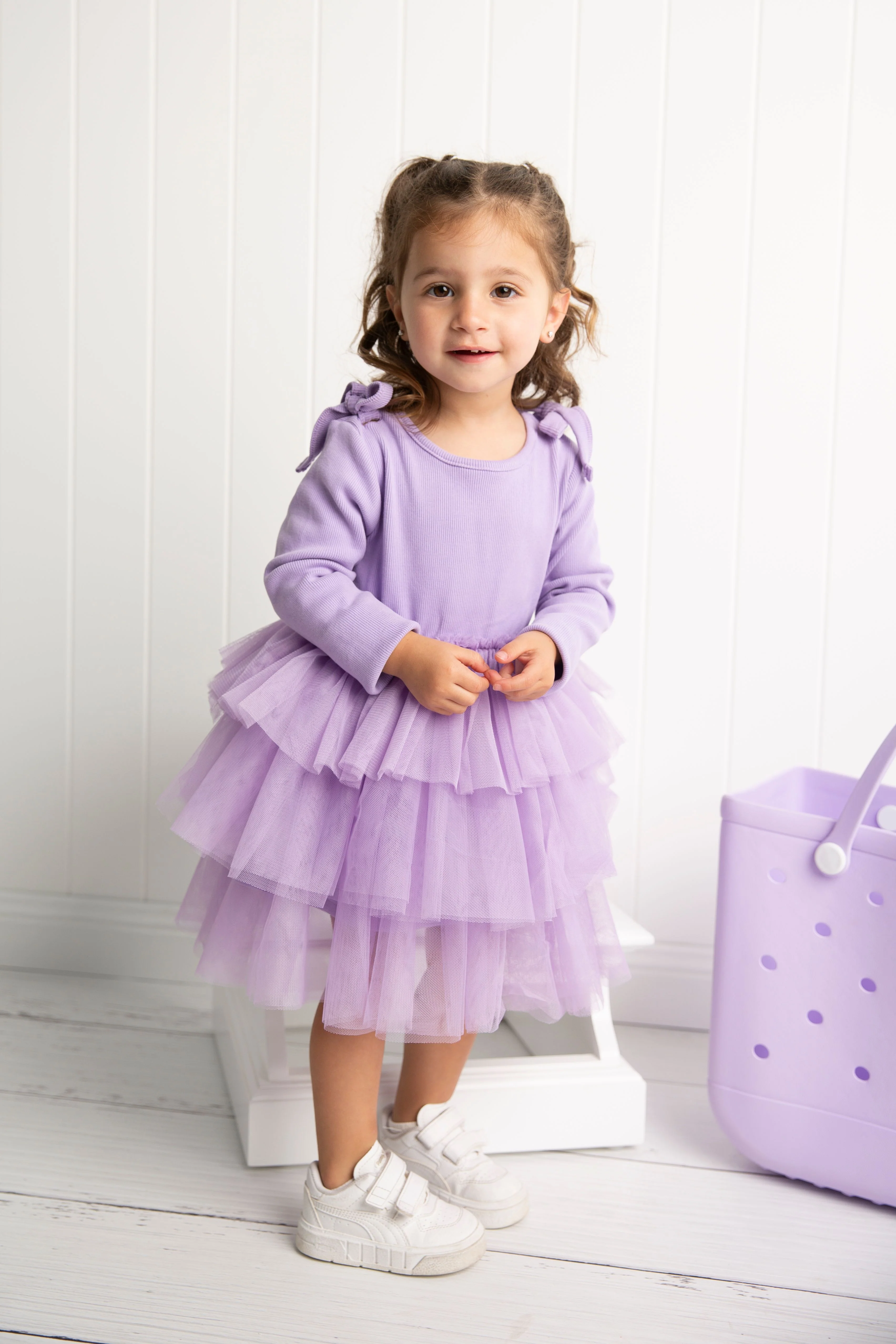Winter Ribbed Bow Fleece Tutu - Purple - Image 3
