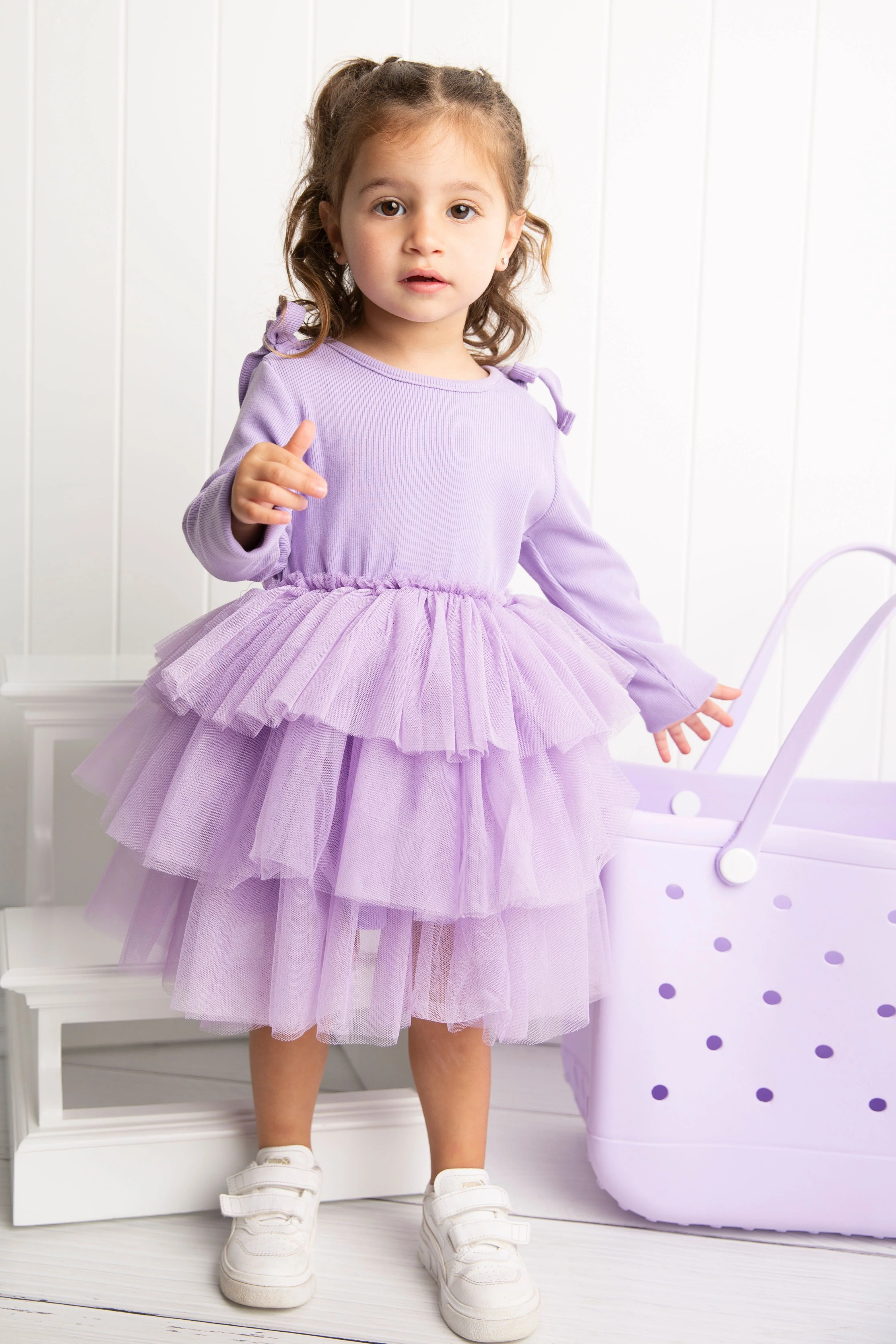 Winter Ribbed Bow Fleece Tutu - Purple - Image 4