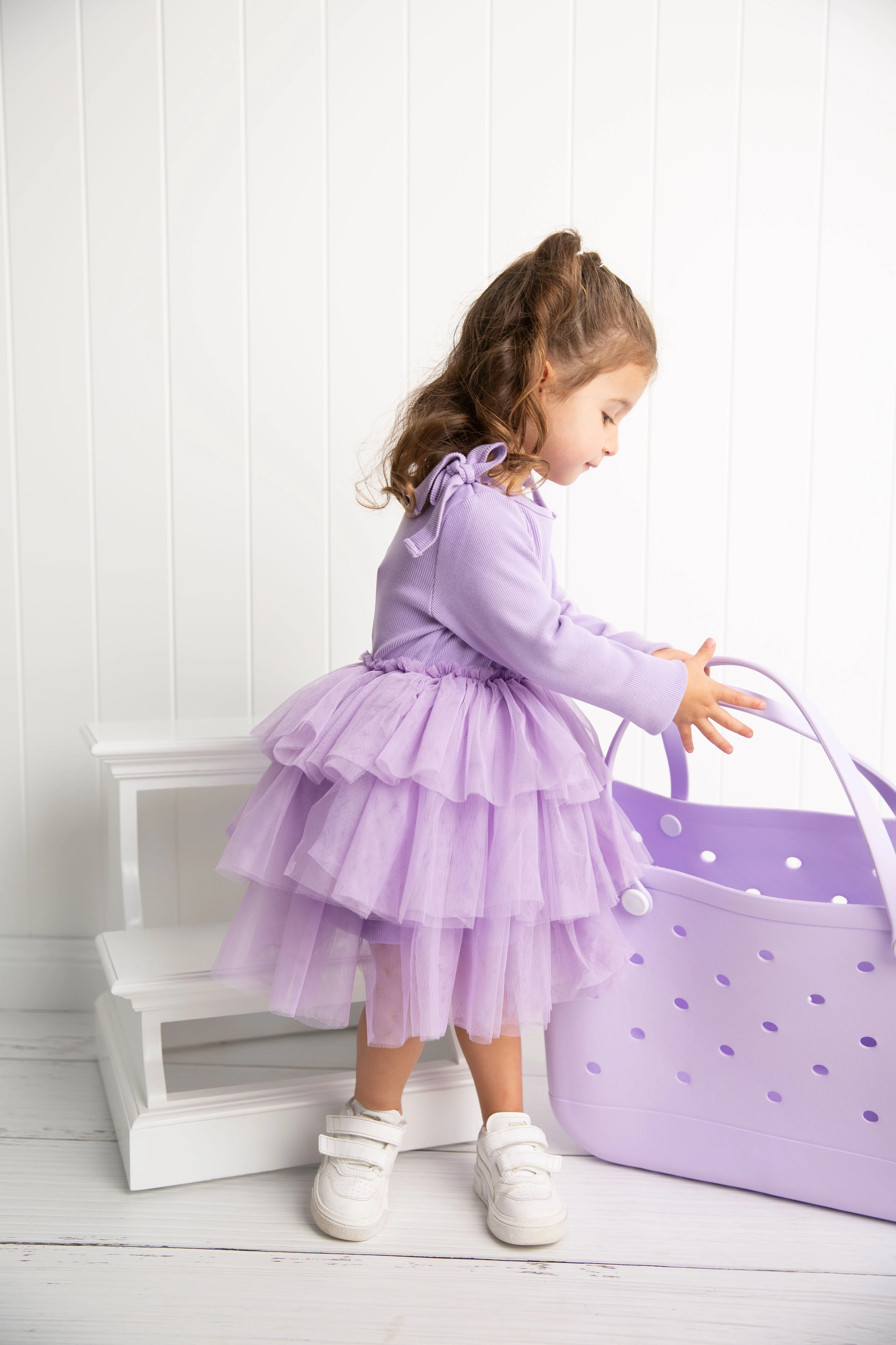 Winter Ribbed Bow Fleece Tutu - Purple - Image 6