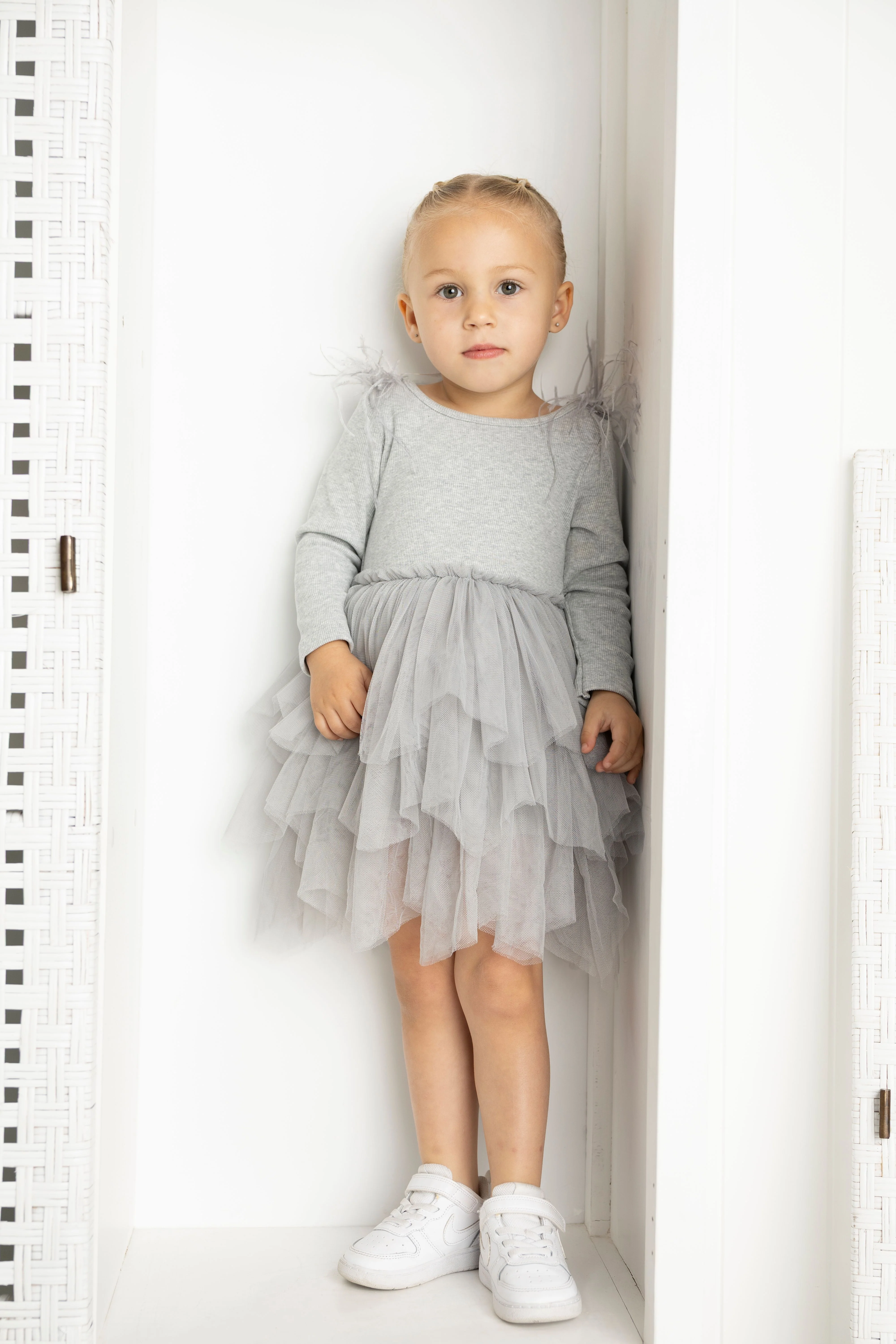 Winter Ribbed Feather Fleece Tutu - Grey