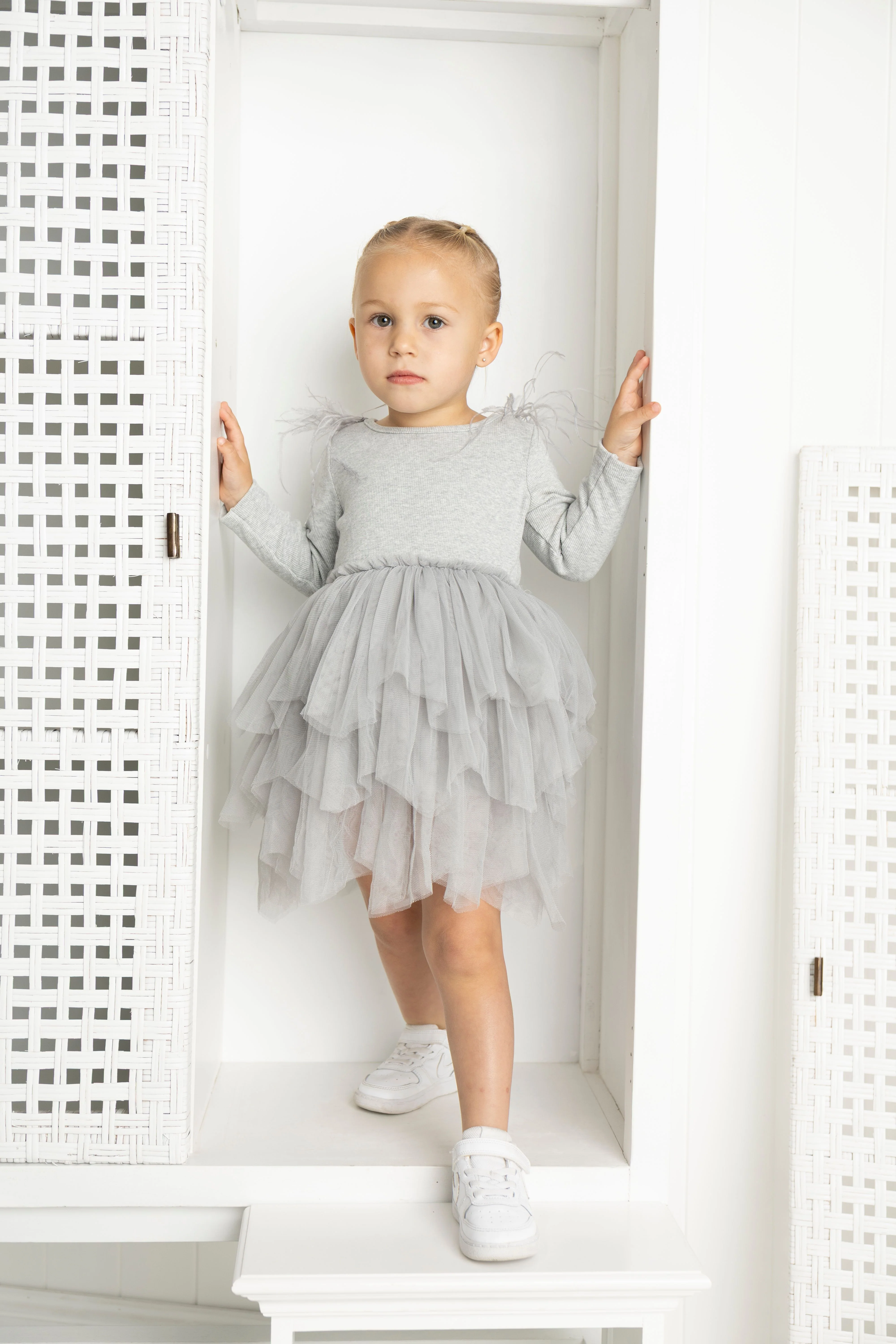 Winter Ribbed Feather Fleece Tutu - Grey - Image 3