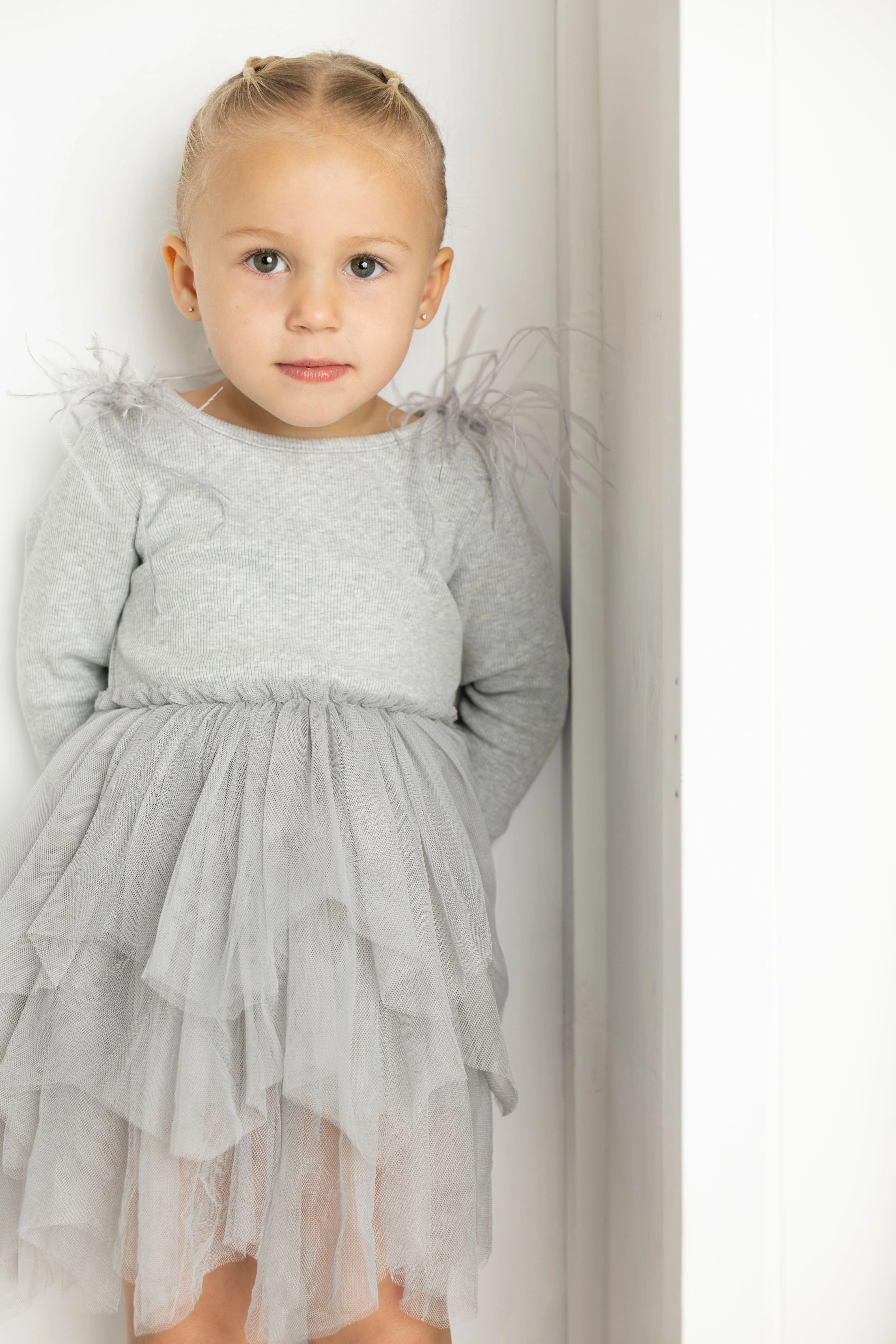 Winter Ribbed Feather Fleece Tutu - Grey - Image 4