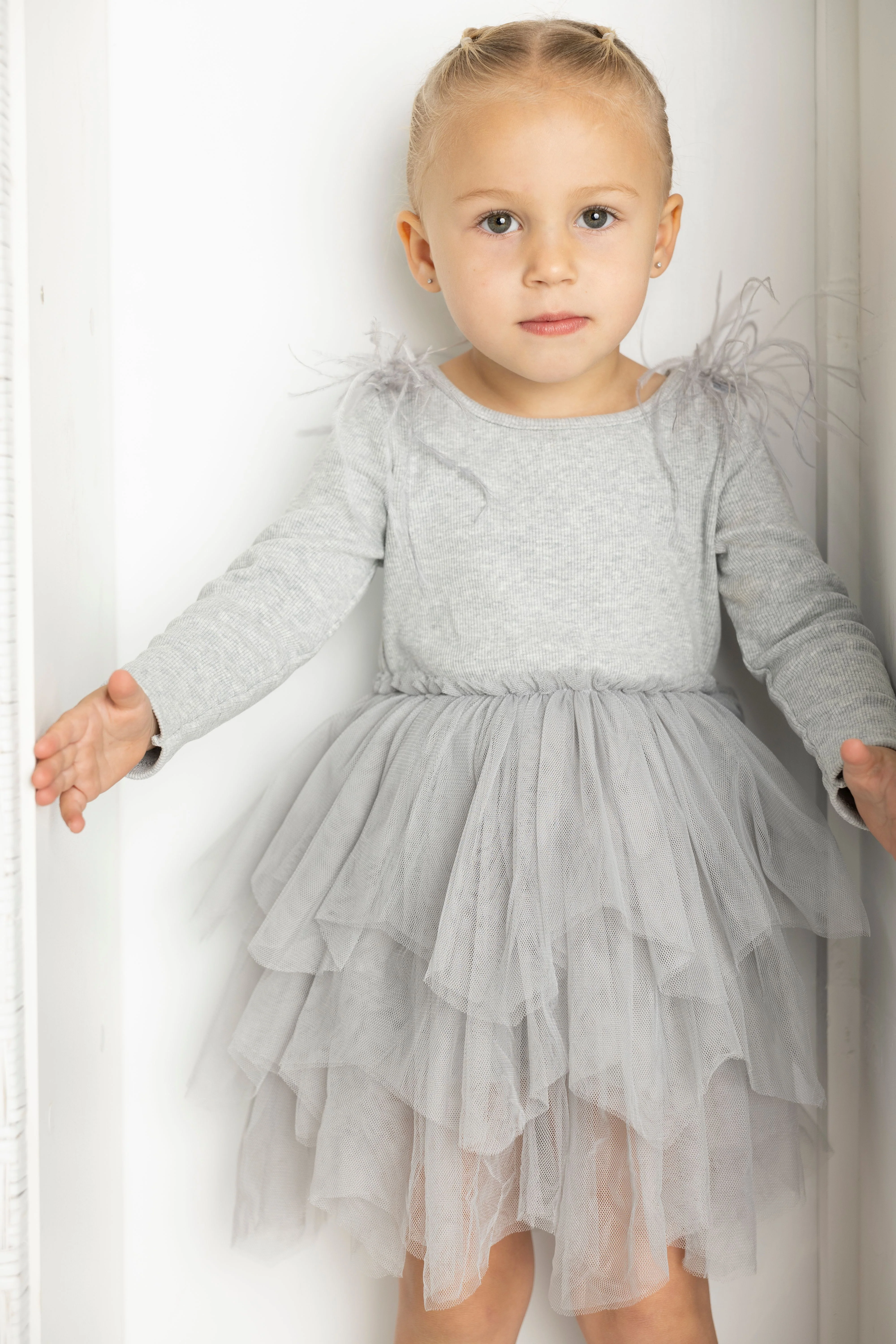 Winter Ribbed Feather Fleece Tutu - Grey - Image 6