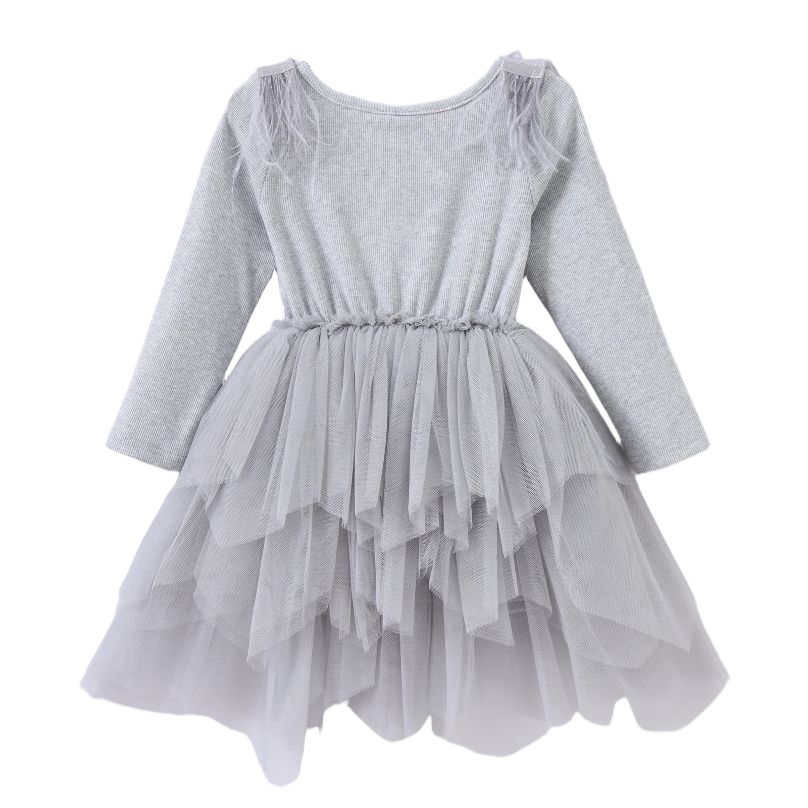Winter Ribbed Feather Fleece Tutu - Grey - Image 8