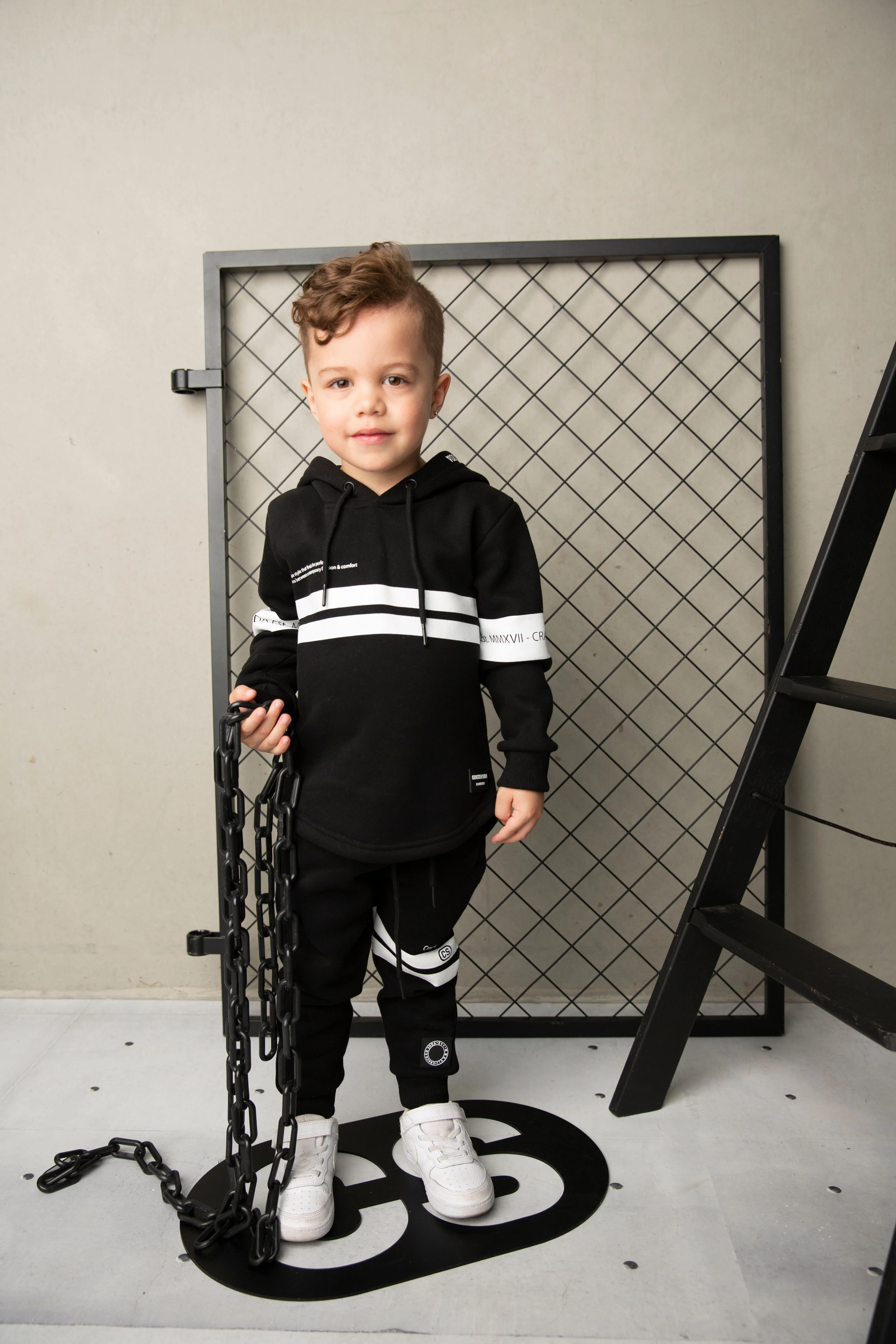 Zack White Stripe Hoodie - Black - Image 3