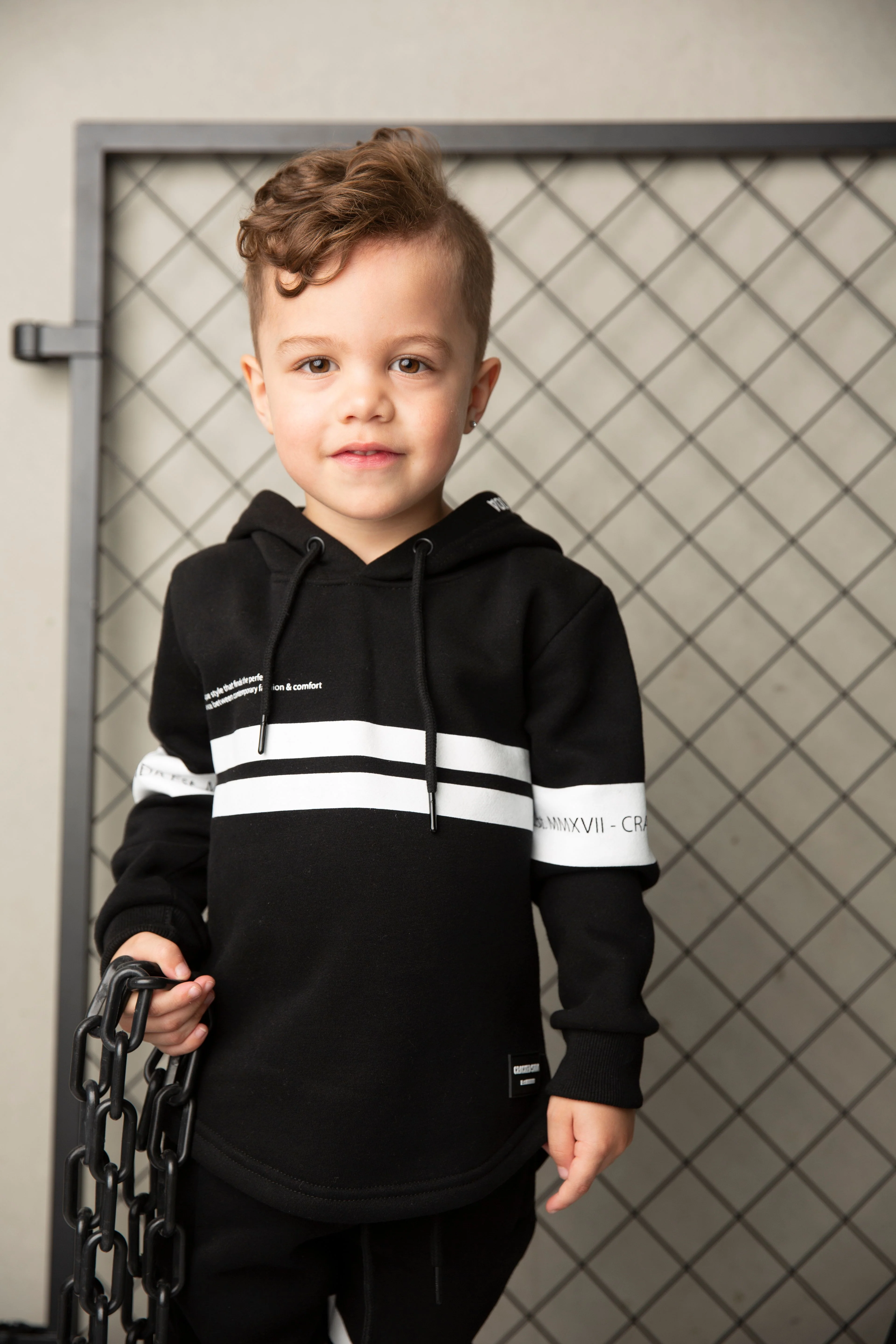 Zack White Stripe Hoodie - Black - Image 4