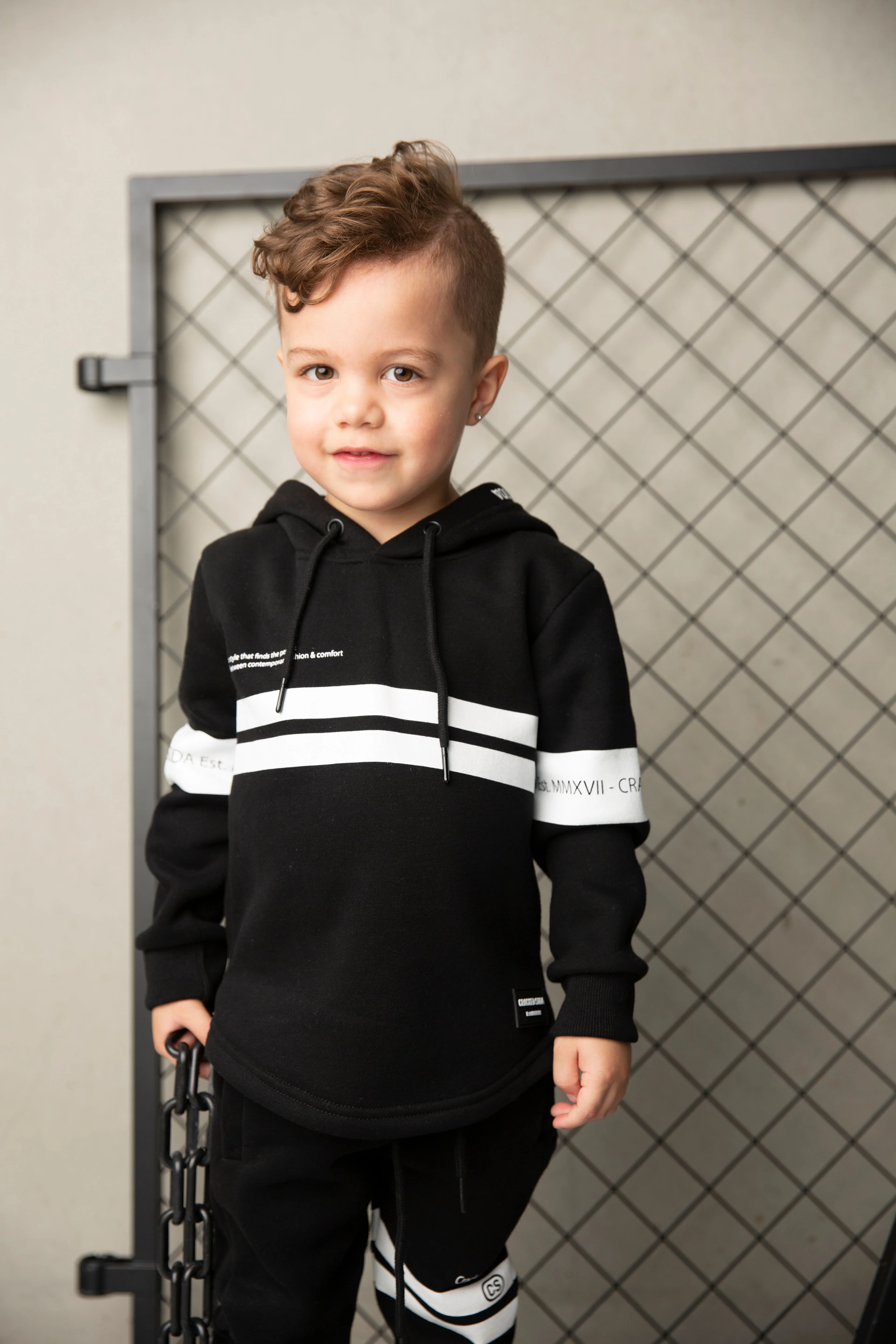 Zack White Stripe Hoodie - Black - Image 5