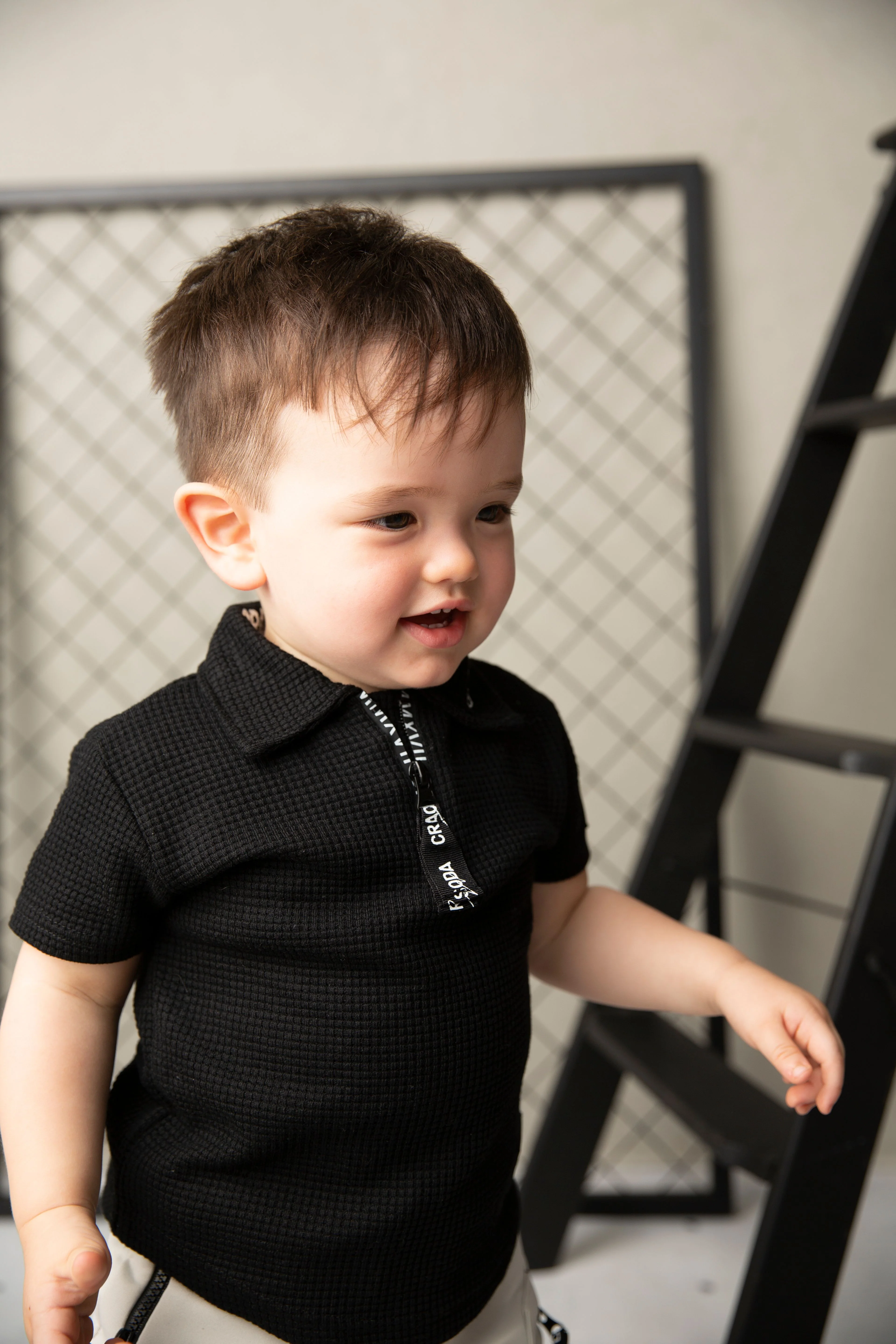 Zack Zip Polo Tee - Black - Image 3