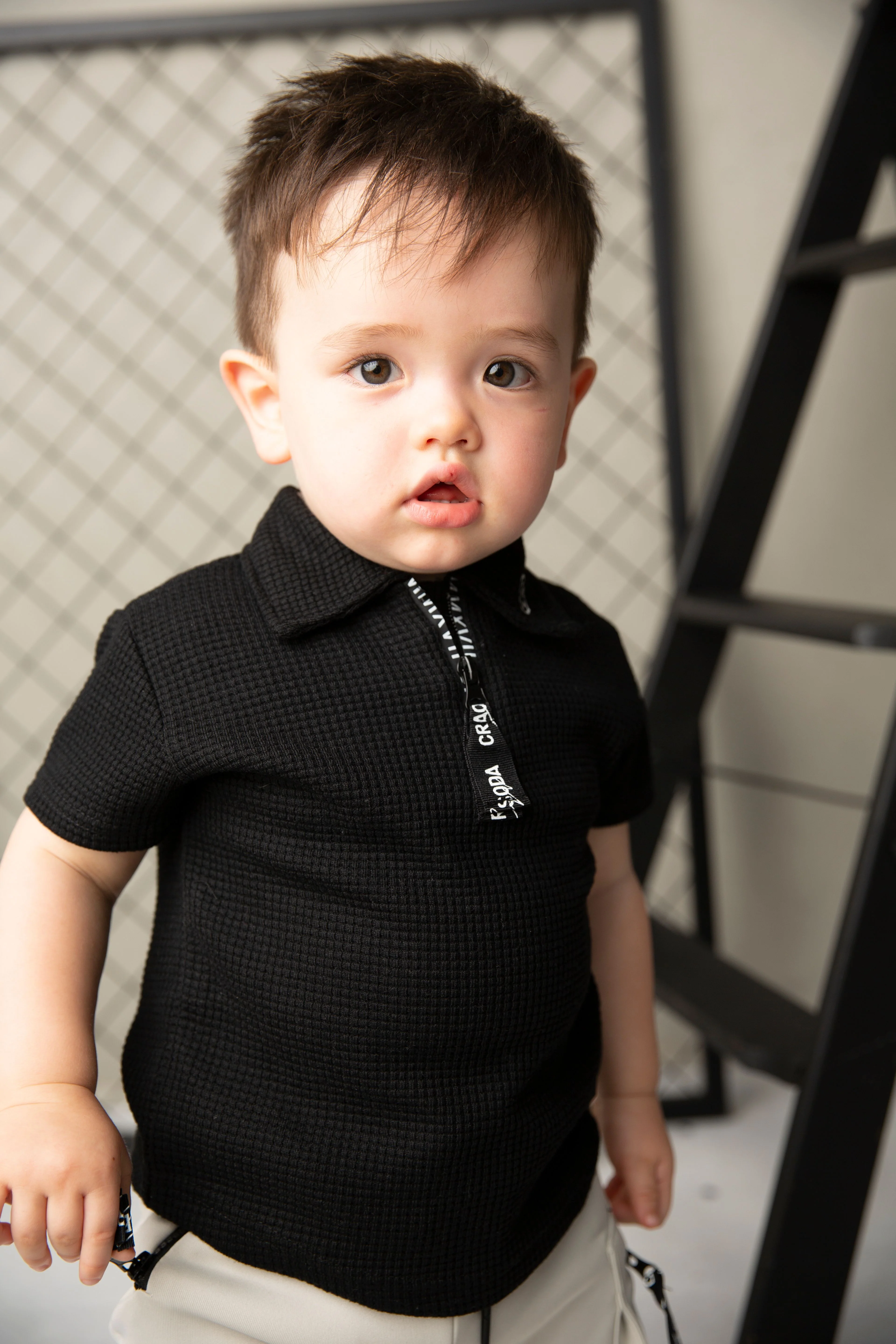 Zack Zip Polo Tee - Black - Image 4