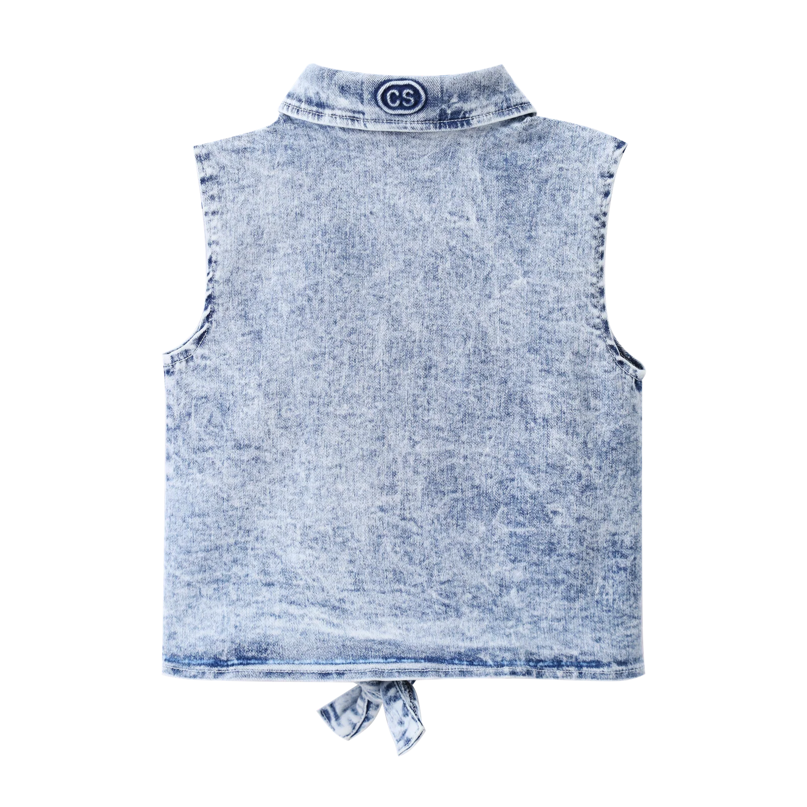 Zara Denim Blue Tie Top - Image 4